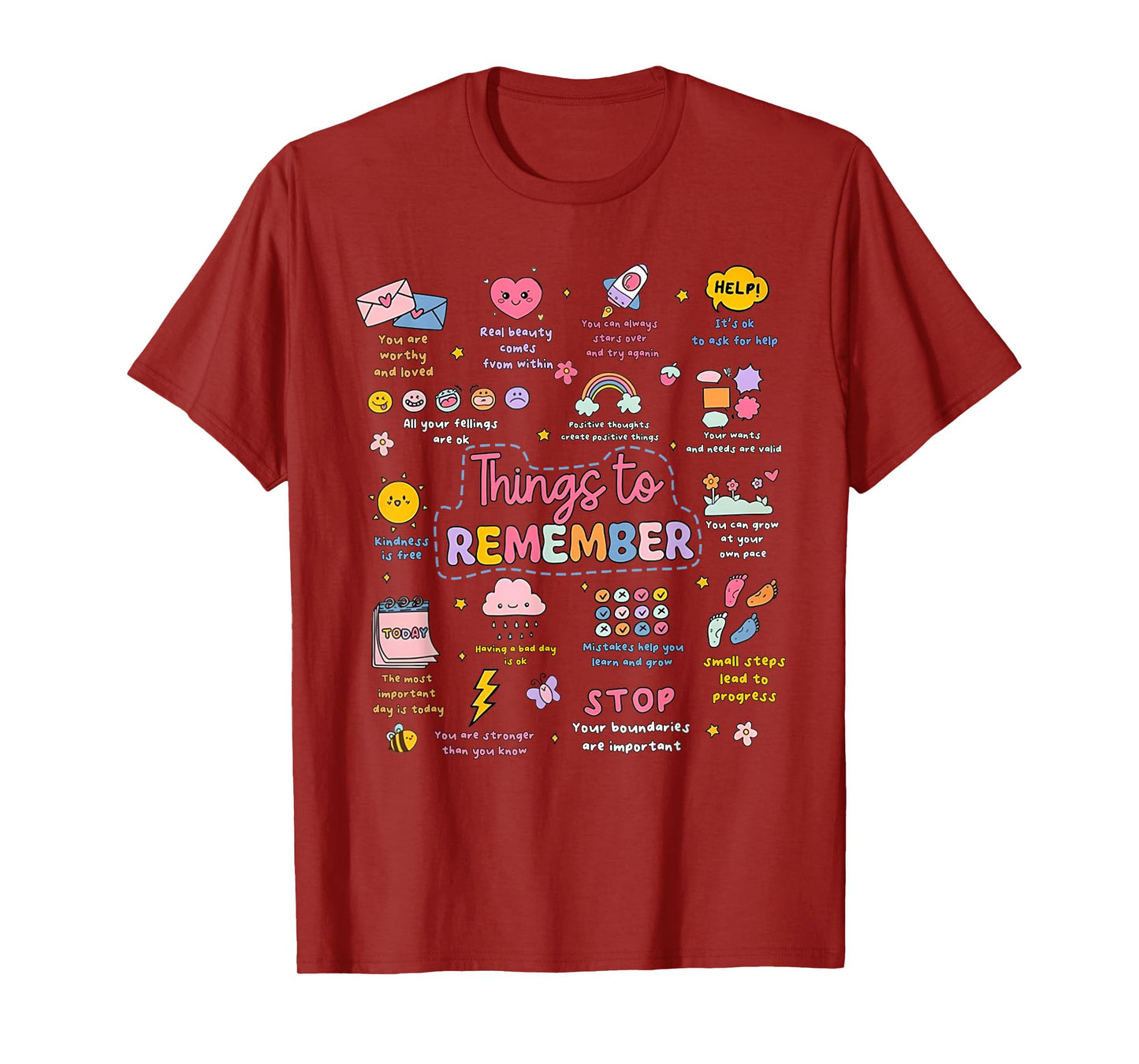 Things To Remember Mental Health Awareness Brain illness T-Shirt