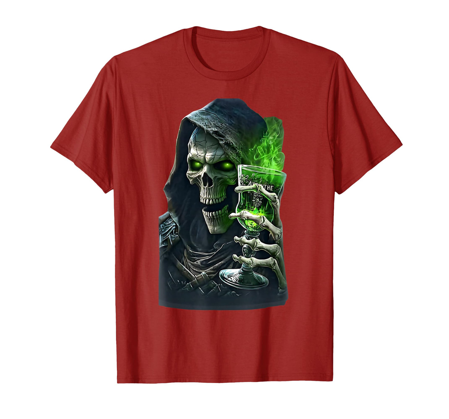 Halloween Horror Skeleton Absinthe Drinker Spooky Design T-Shirt