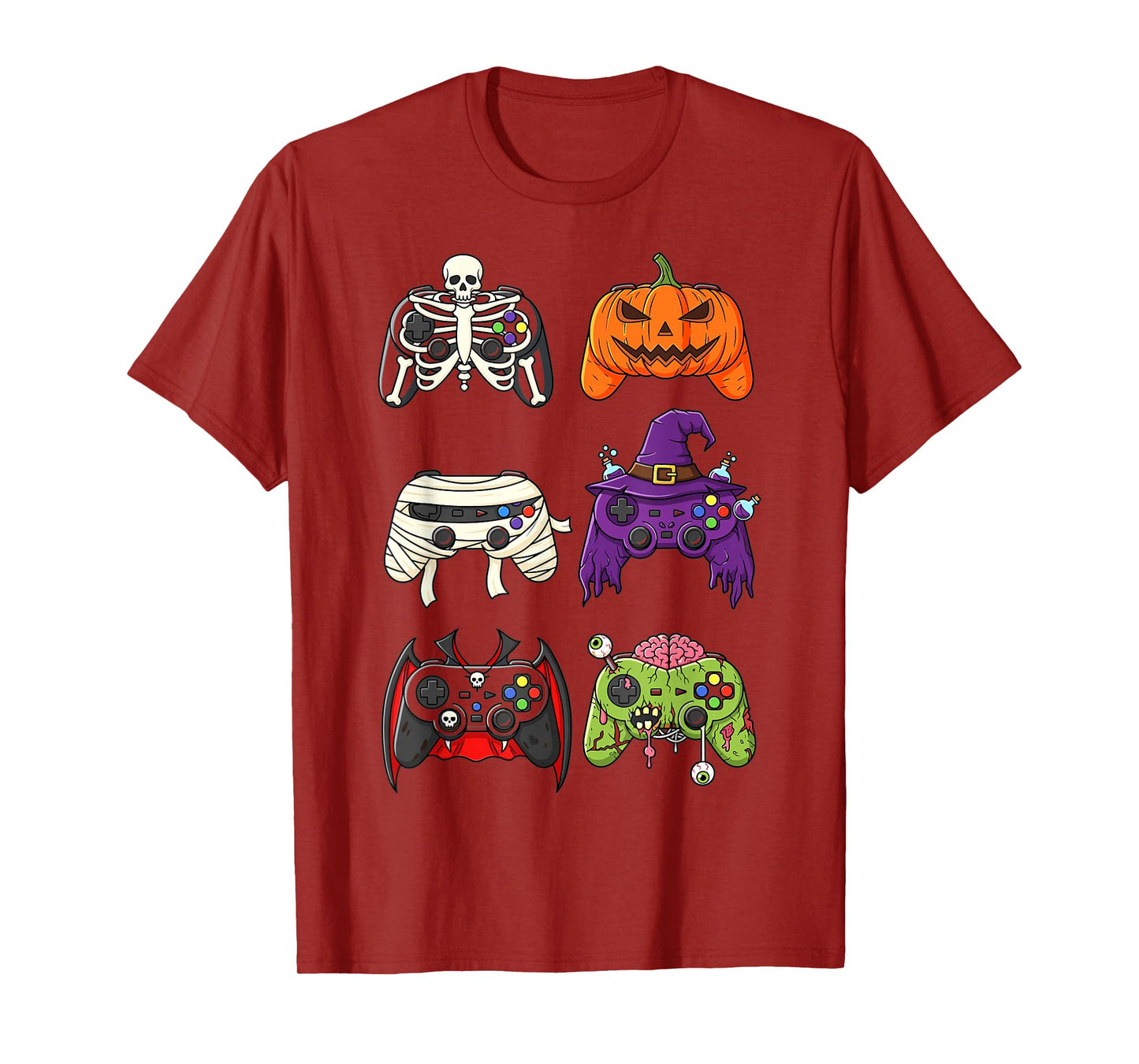 Gamer Halloween Controller Witch Zombie Skeleton T-Shirt