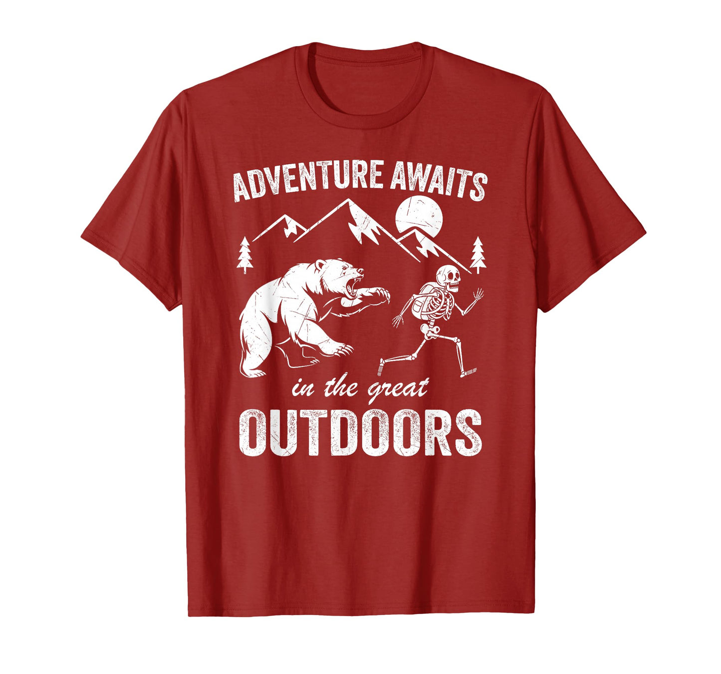 Adventure Awaits Skeleton Hiker Spooky Hiking Backpacking T-Shirt