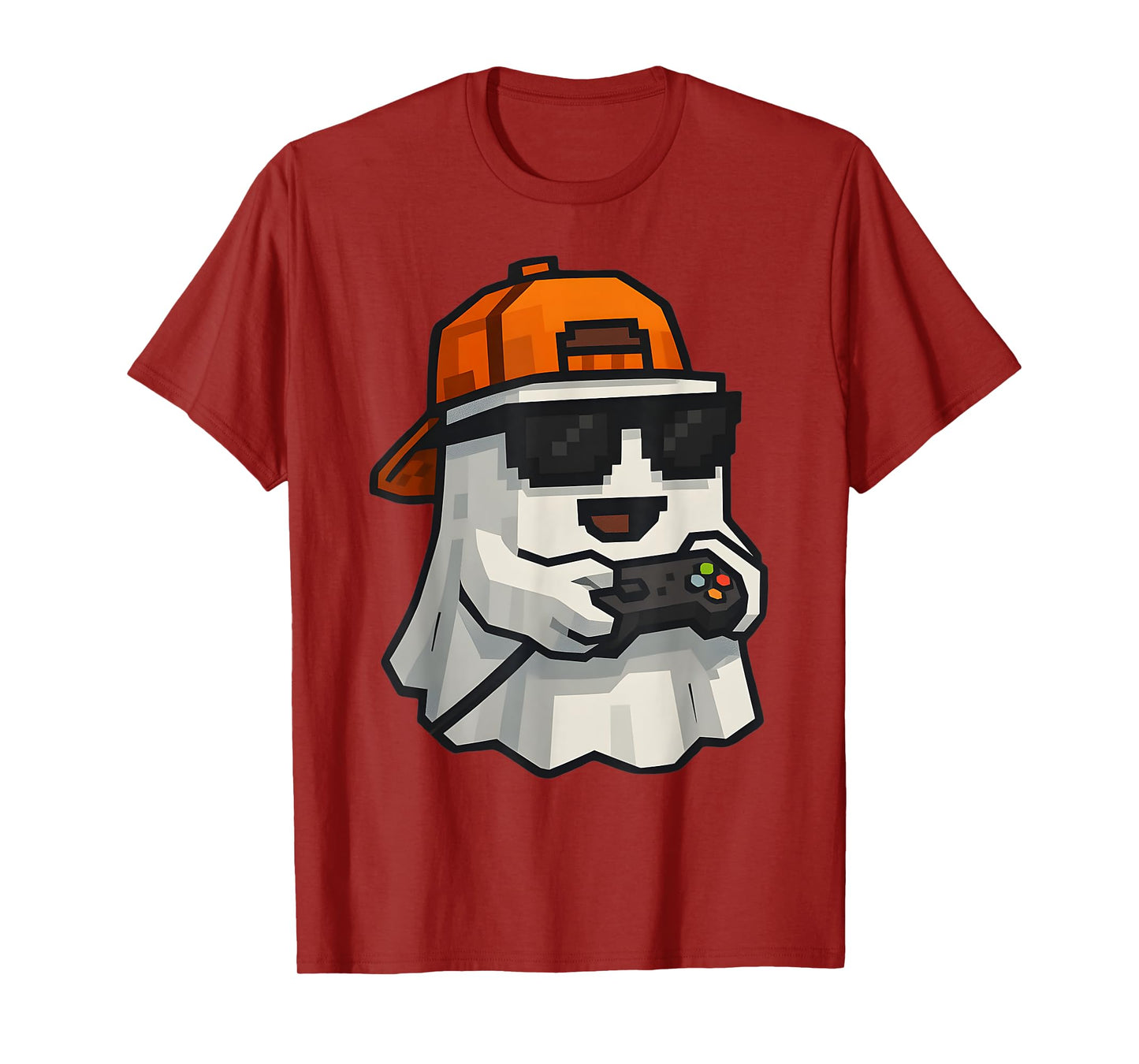 Halloween Ghost Gamer Funny Pixel Video Gaming Boys Men Kids T-Shirt