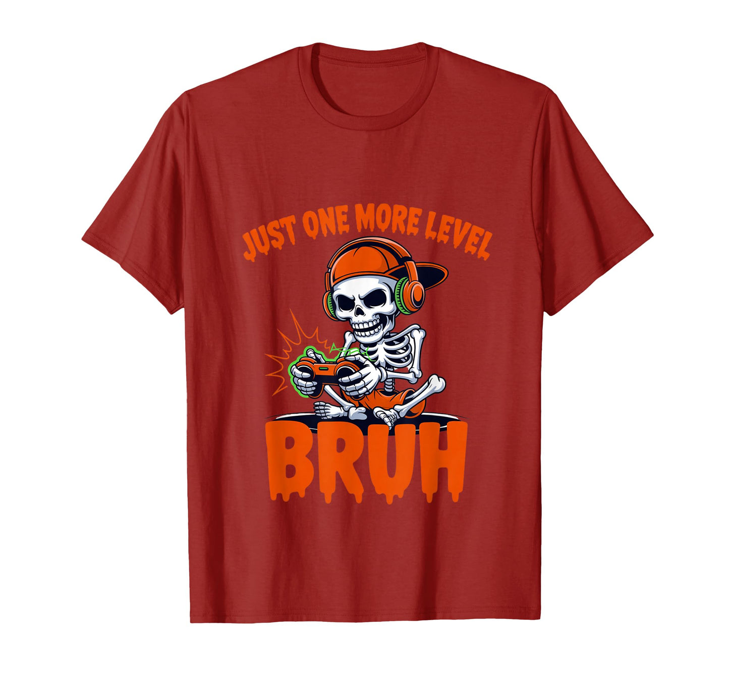 Just One More Level Skeleton Gamer Bruh Funny Halloween T-Shirt