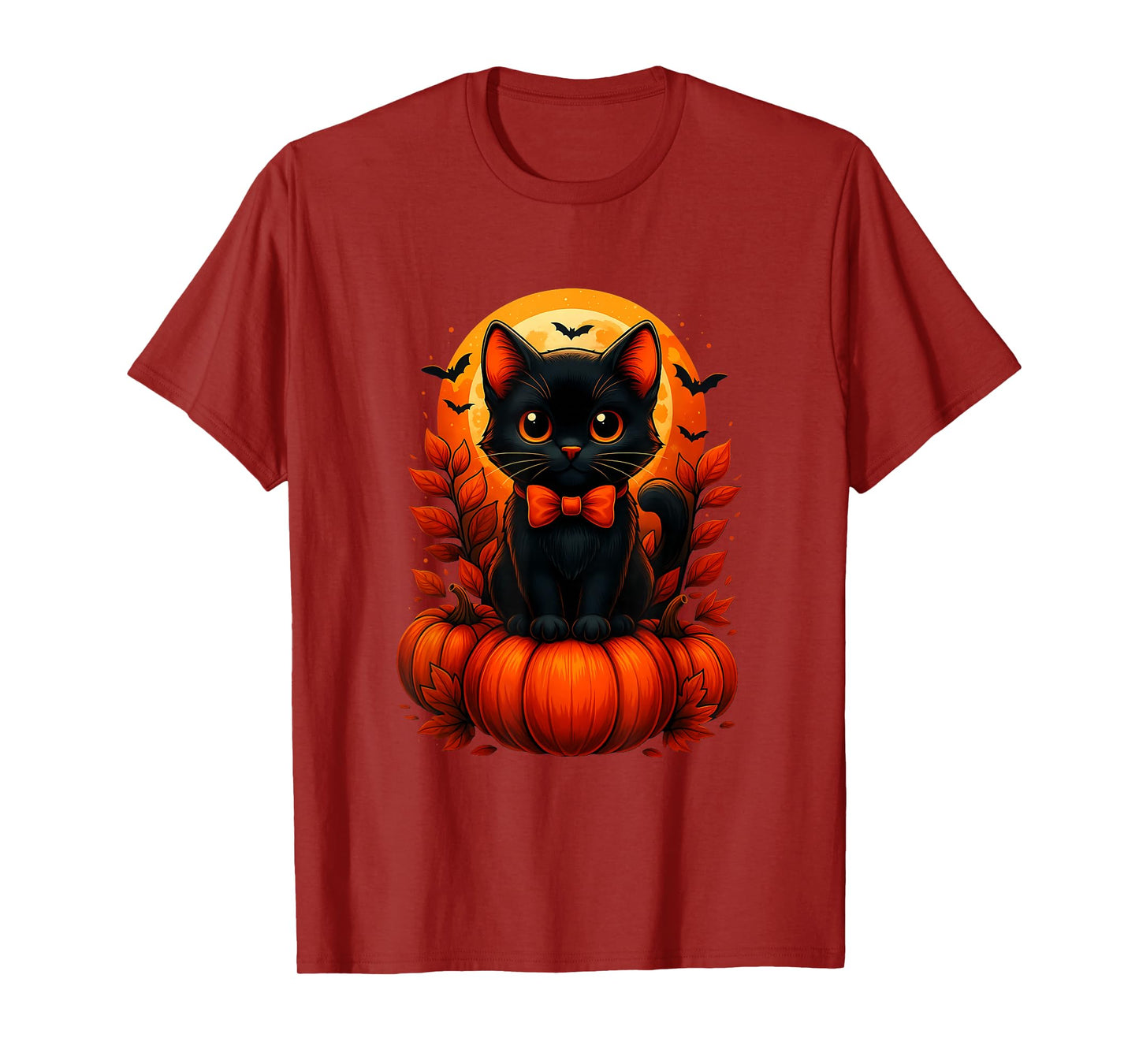 Retro Black Cat Pumpkin Halloween Costume Fall Autumn Season T-Shirt