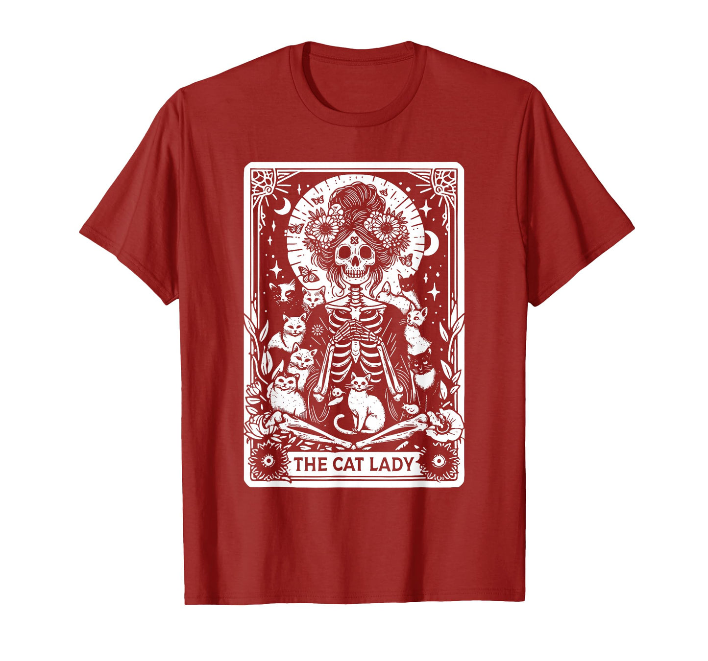 Halloween Skeleton Cat Tarot Cards Spooky Cat Lady Cat Mom T-Shirt