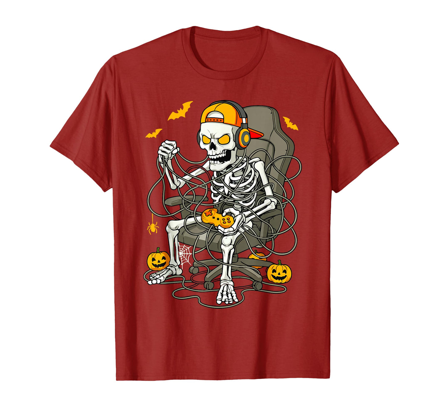 Funny Halloween Skeleton Gamer Video Gaming Boys Men Kids T-Shirt