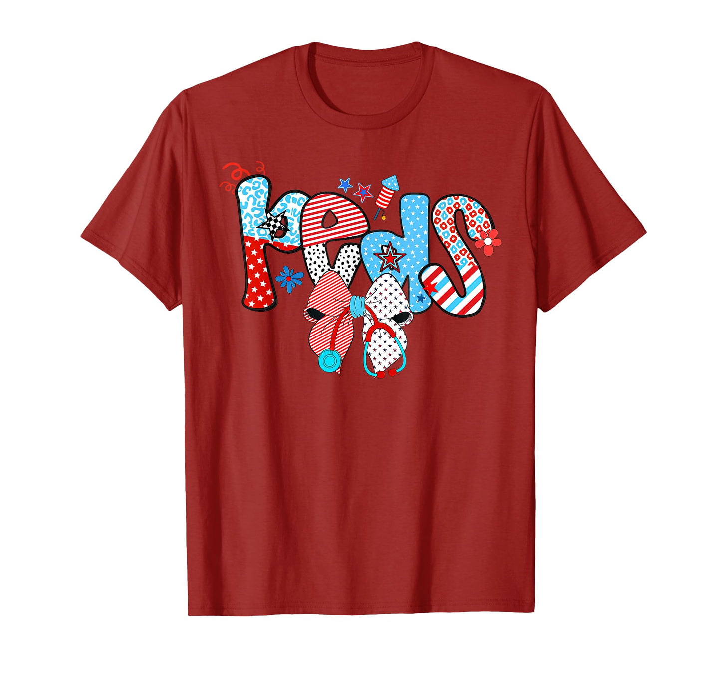 4th Of July PEDS Nurse Coquette Bow Pediatric Nurse RN Crew T-Shirt
