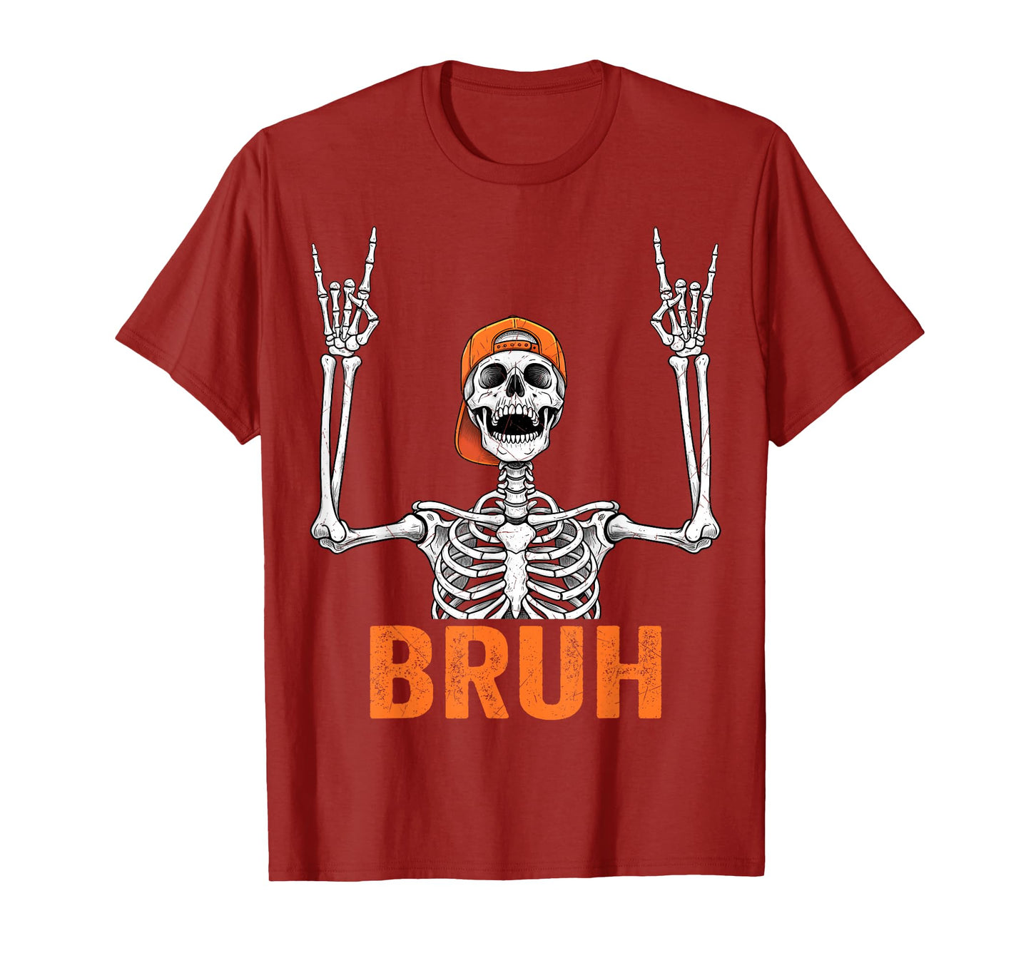 Bruh Punk Rock Skeleton Cool Rocker Halloween Men Boys Kids T-Shirt