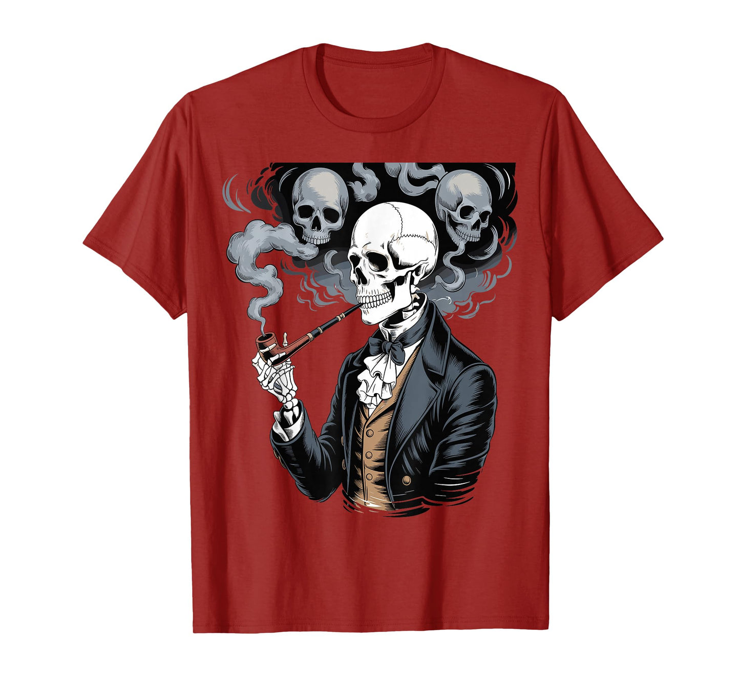 Smoking Skeleton Vintage Gothic Halloween Art T-Shirt