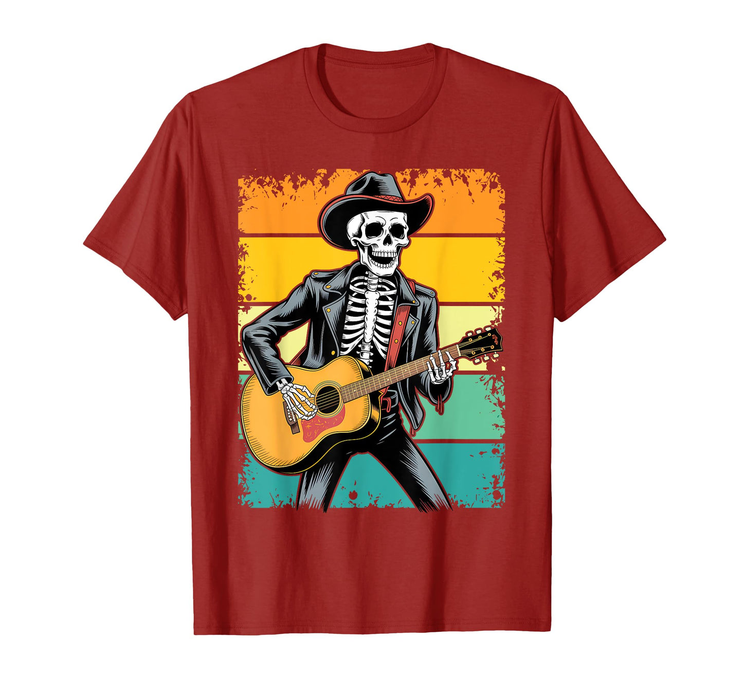 Halloween Skeleton Playing Guitar | Rock and Roll Band T-Shirt