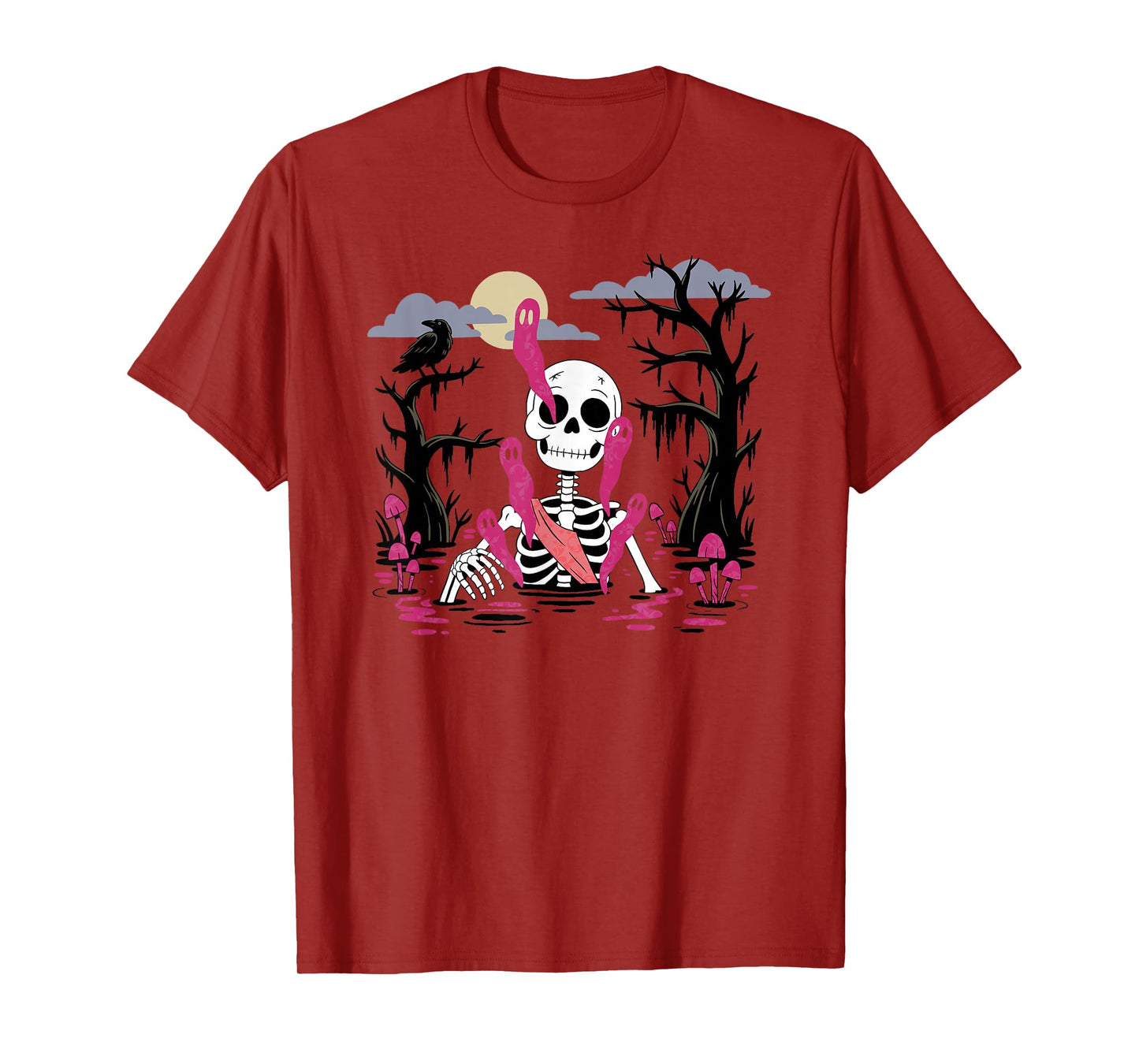 Creepy Cute Halloween Skeleton Pink Swamp Ghost T-Shirt