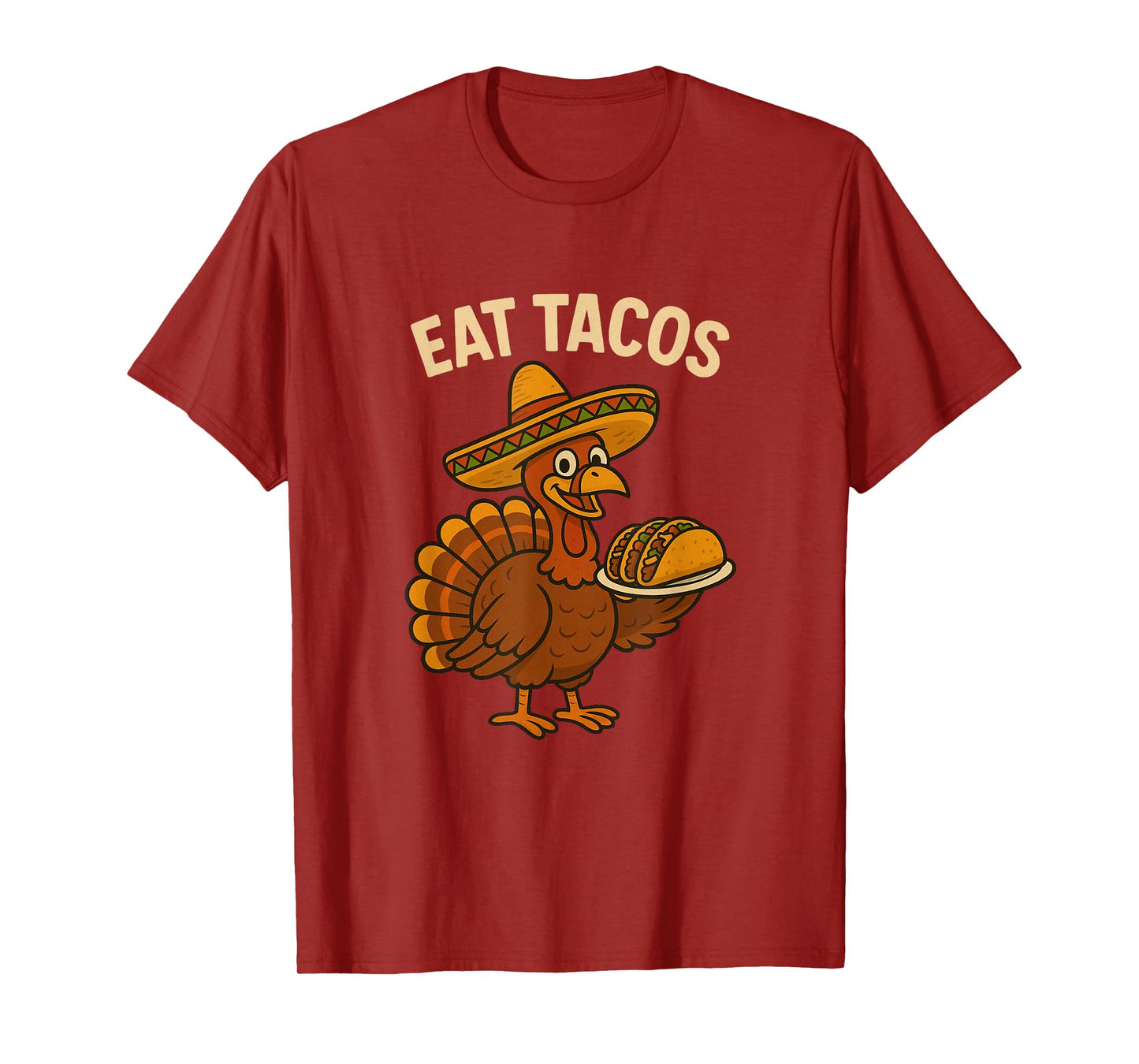 Funny Turkey Eating Tacos Thanksgiving Sombrero Design T-Shirt