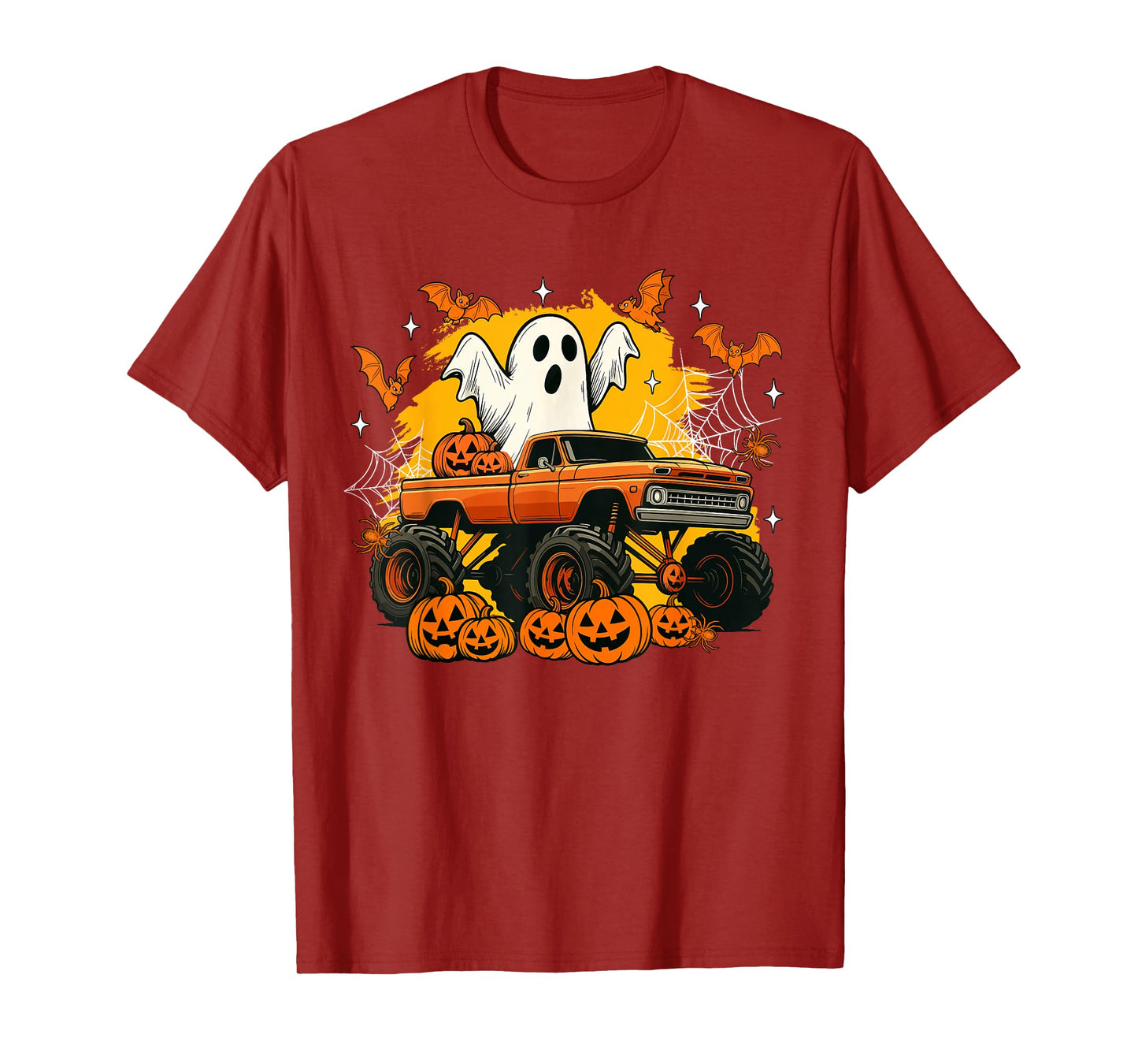 Boo Ghost Monster Truck Pumpkin Halloween Toddler Boys Kids T-Shirt