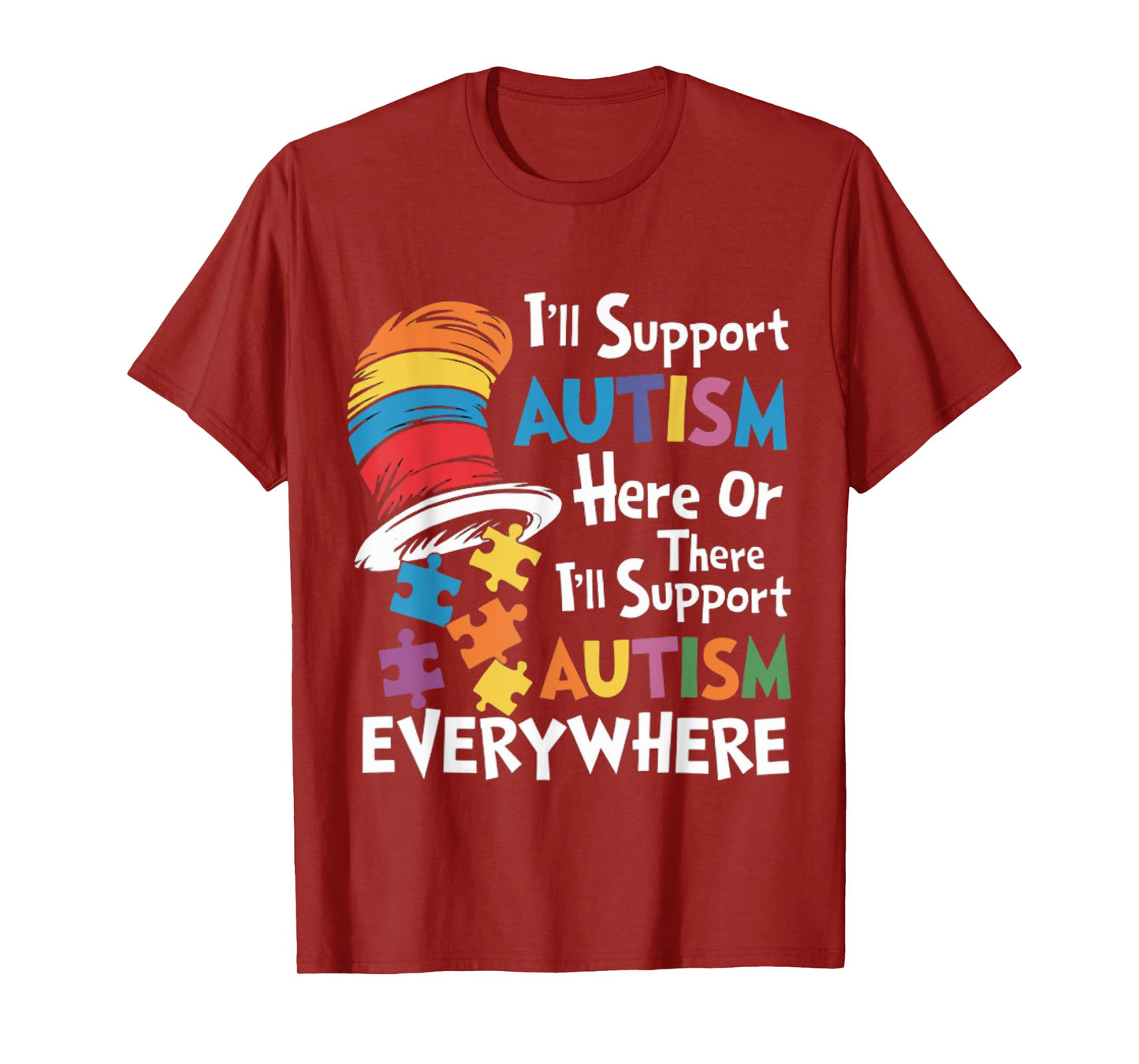 Retro I'll Support Autism Here Hat Puzzles Autism Awareness T-Shirt