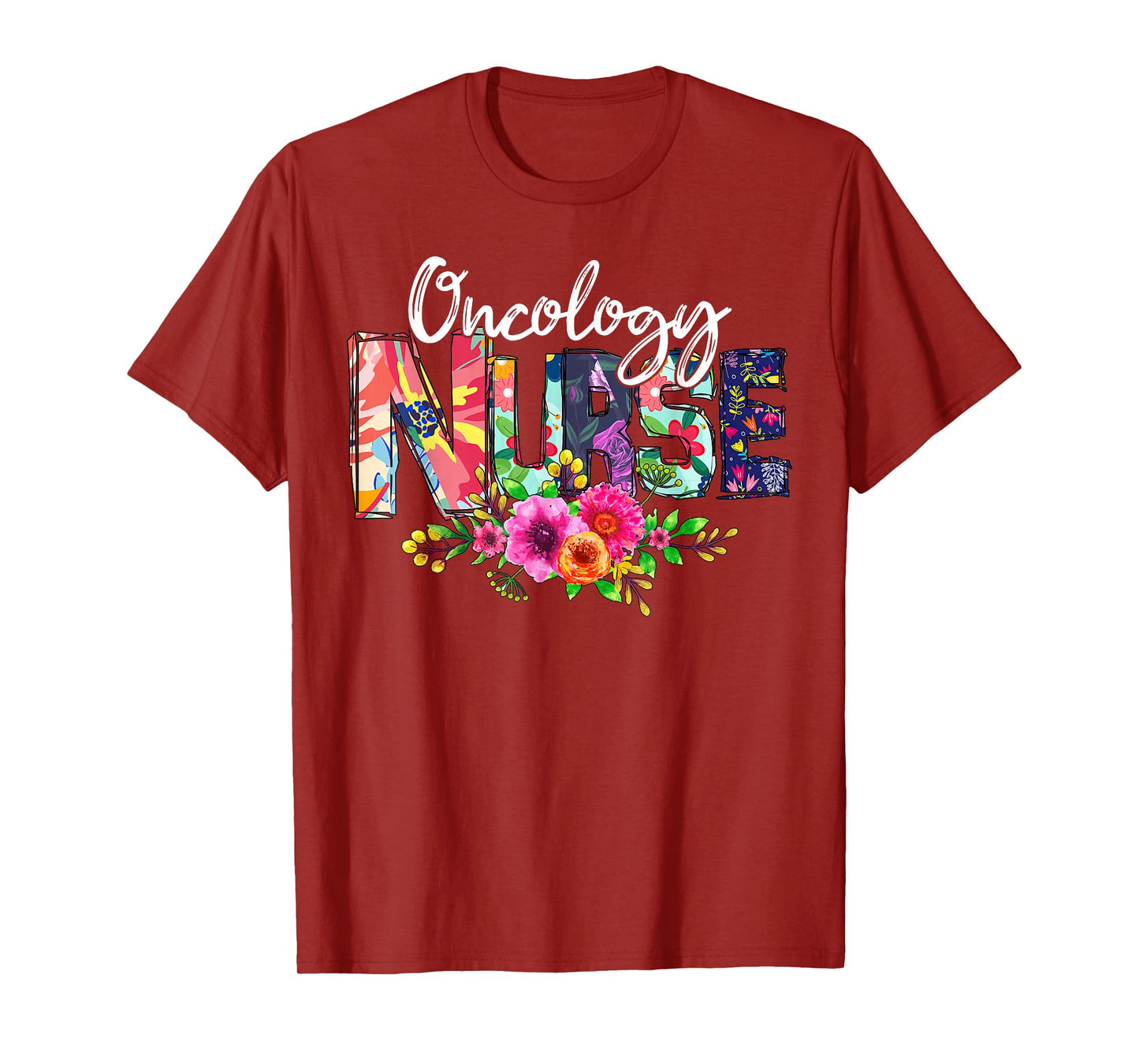 Oncology Nurse Tropical Flowers Summer Hawaii Beach T-Shirt