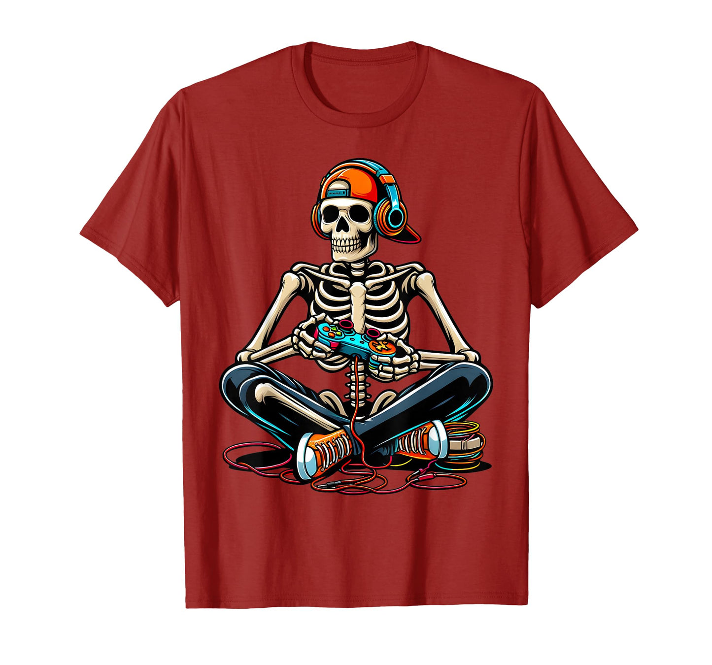 Halloween Skeleton Gamer Video Gaming Boys Men Kids T-Shirt