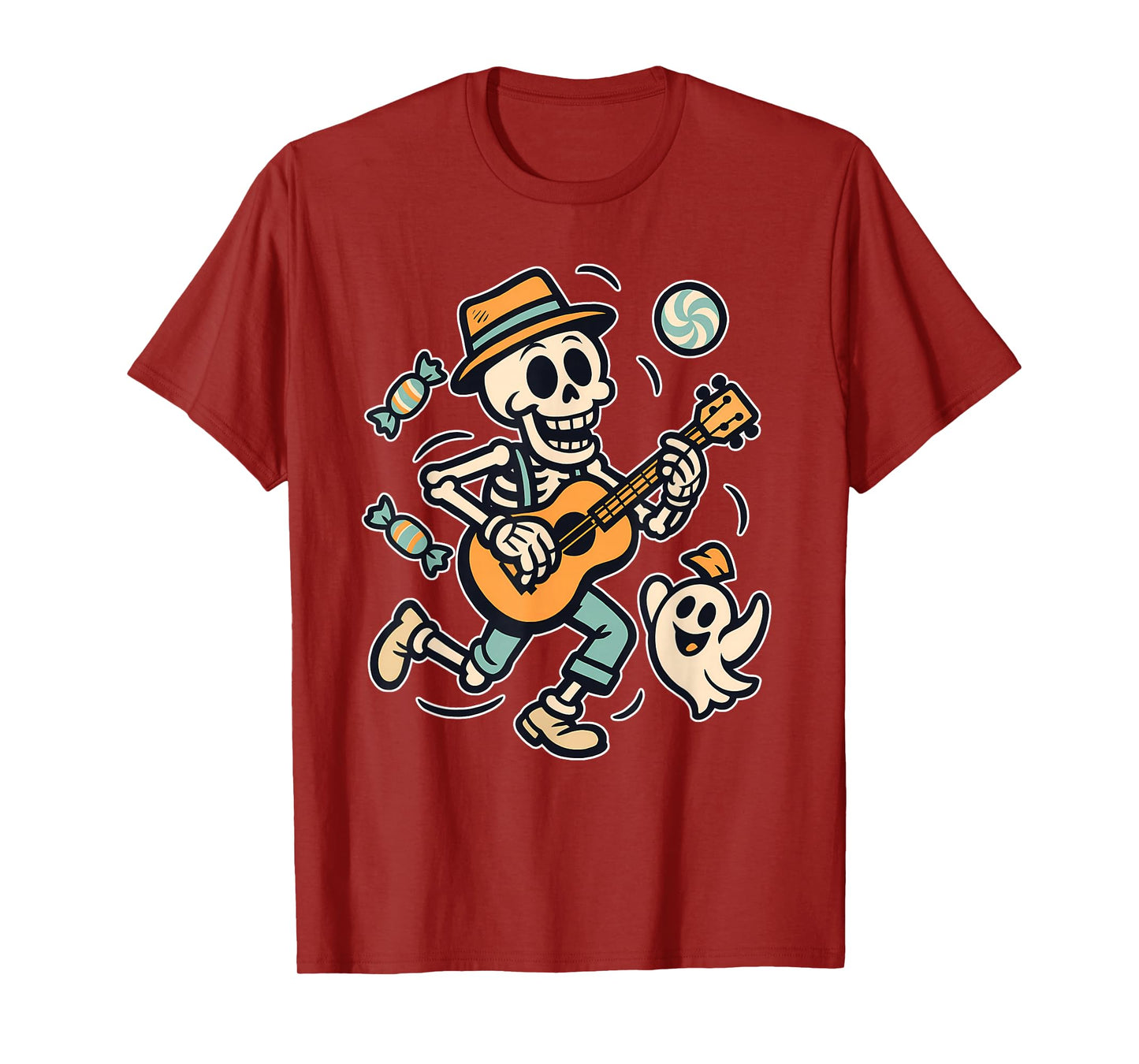 Skeleton Guitar Party Ghost T-Shirt