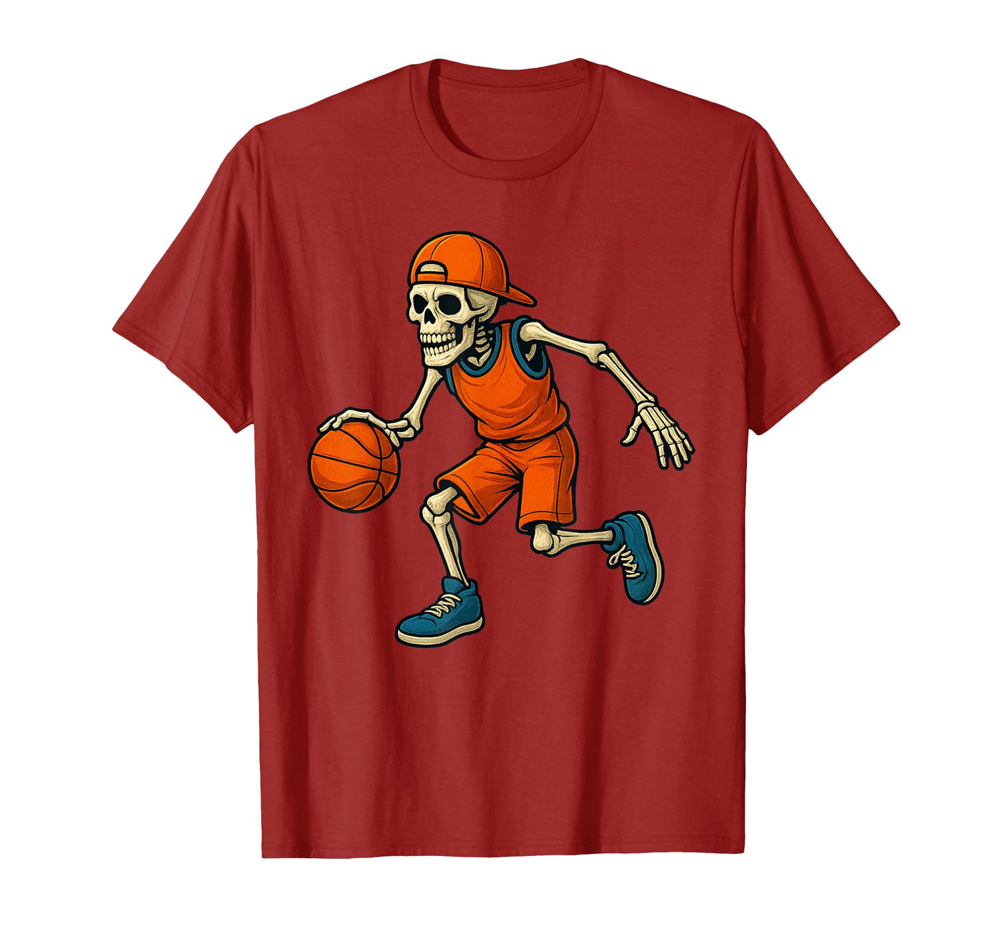 Basketball Skeleton Halloween Spooky Boys Basketball Player T-Shirt