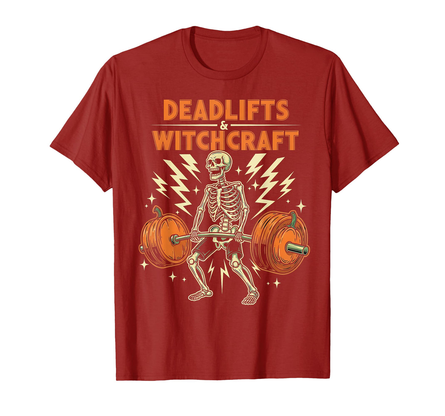 Funny Skeleton Gym Halloween Deadlifts Witchcraft Fitness T-Shirt