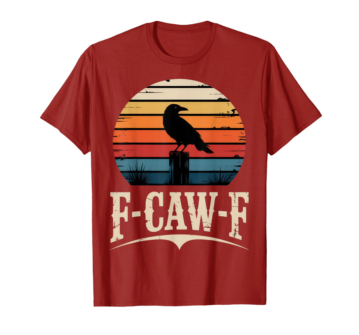 F-CAW-F Funny Raven Outfit Retro Sunset Crow Vintage Look T-Shirt