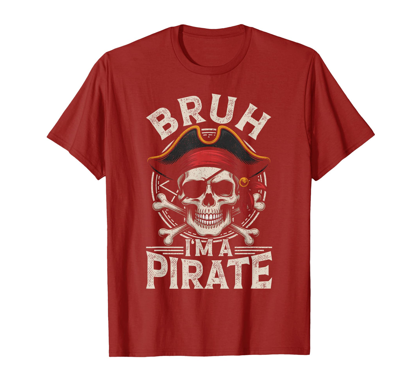 Bruh I'm A Pirate Retro Funny Lazy Skull Costume Halloween T-Shirt