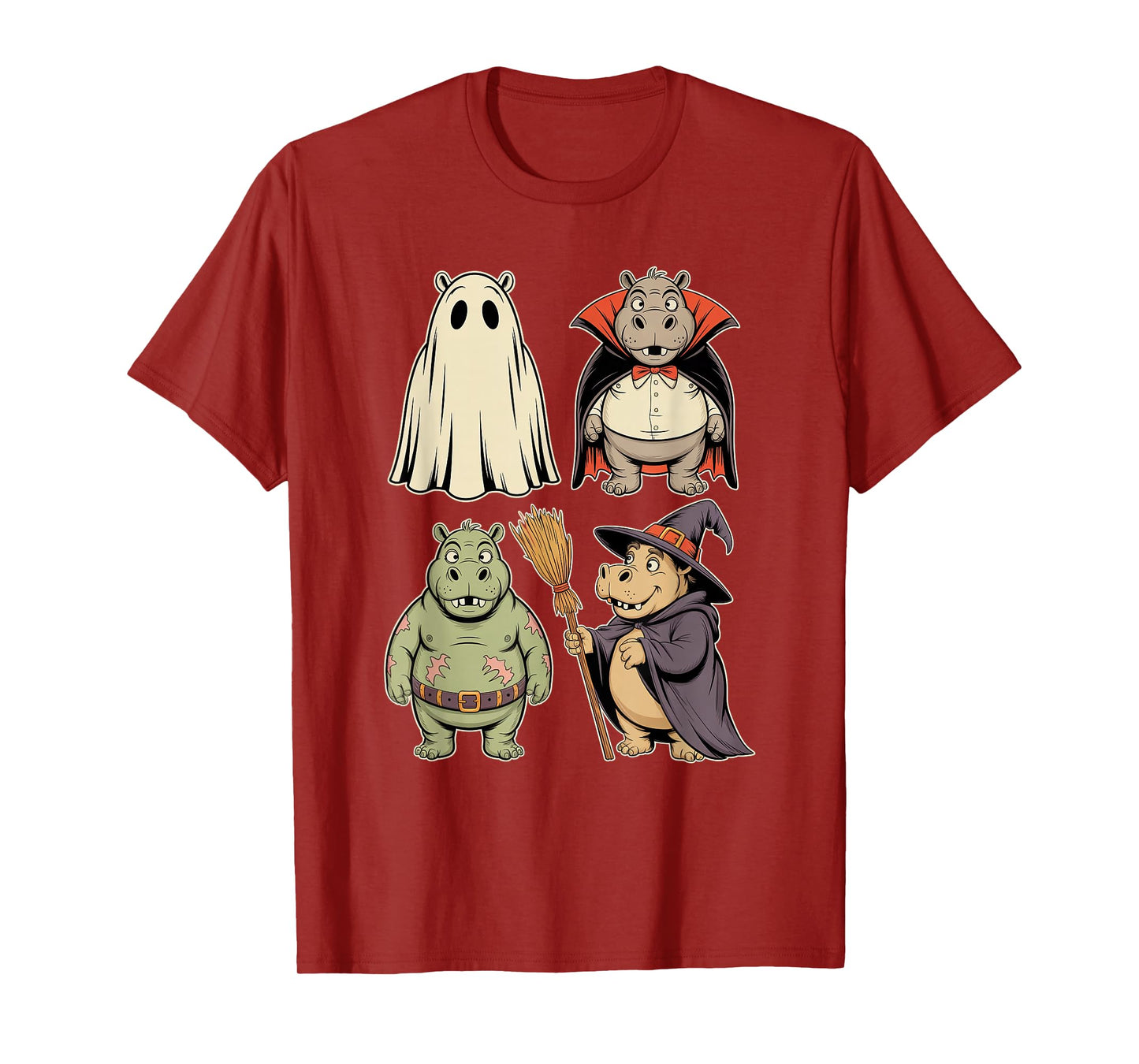 Funny Hippo Ghost Witch Zombie Halloween Costume Boys Girls T-Shirt
