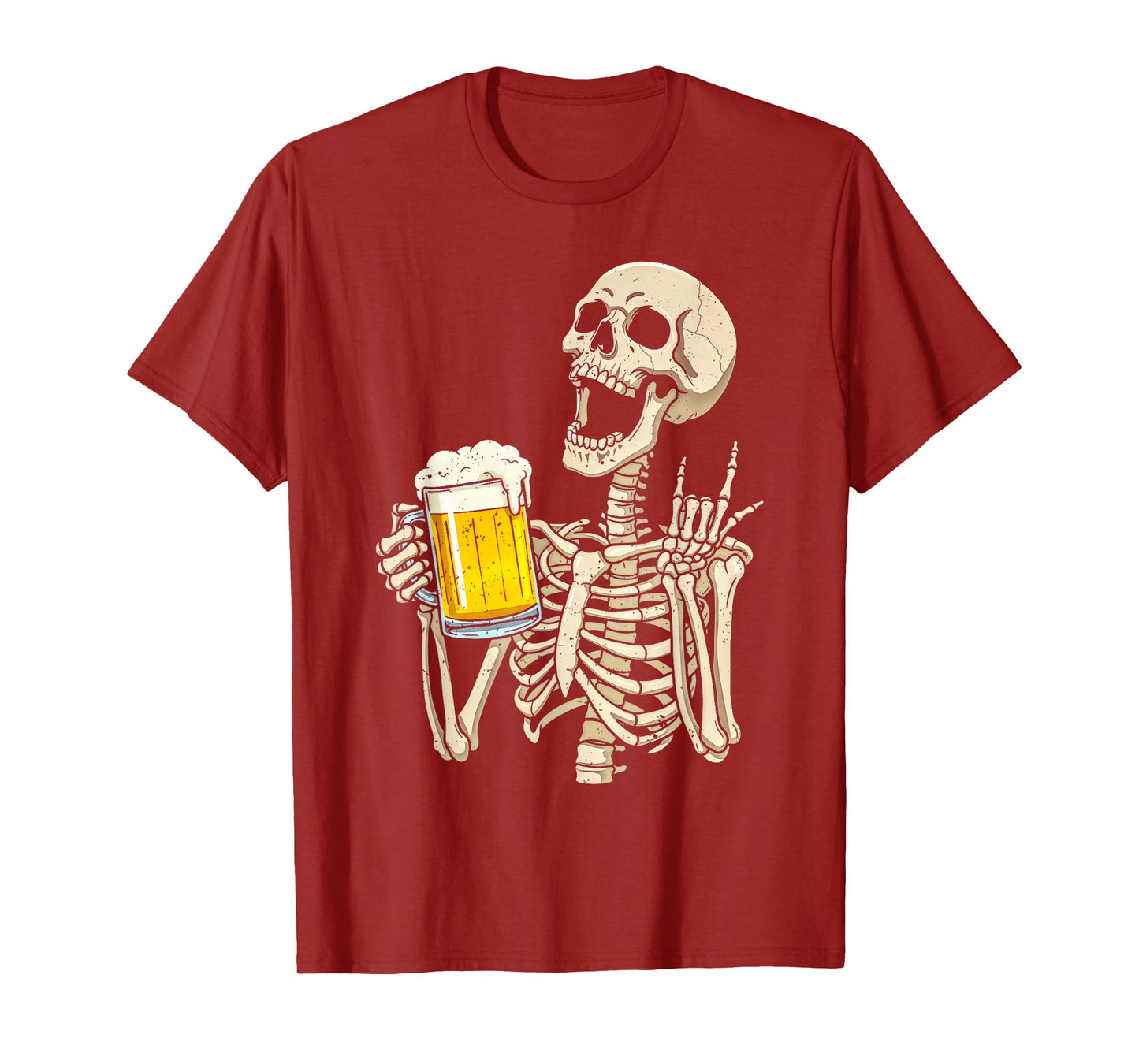 Skeleton Drinking Beer Funny Halloween Costume Party Spooky T-Shirt