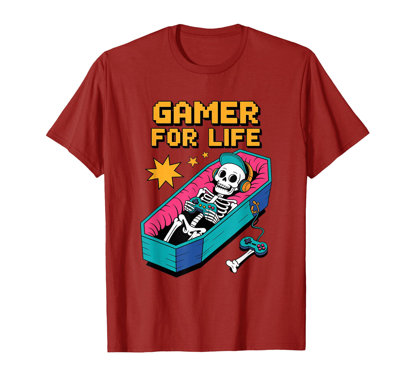 Funny Gamer Skeleton - Gamer for Life Video Game Gift T-Shirt