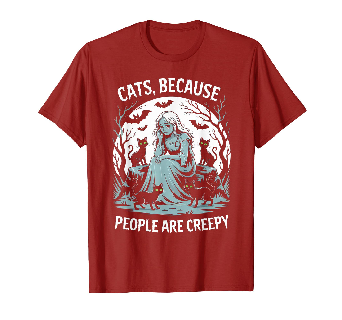 Cats Because People are Creepy Ghost Halloween Cat Mom Kids T-Shirt