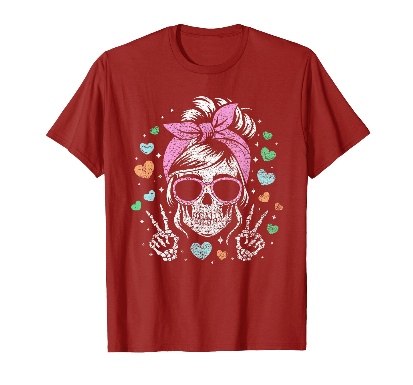 Peace Love Messy Bun Skeleton Hair Cool T-Shirt