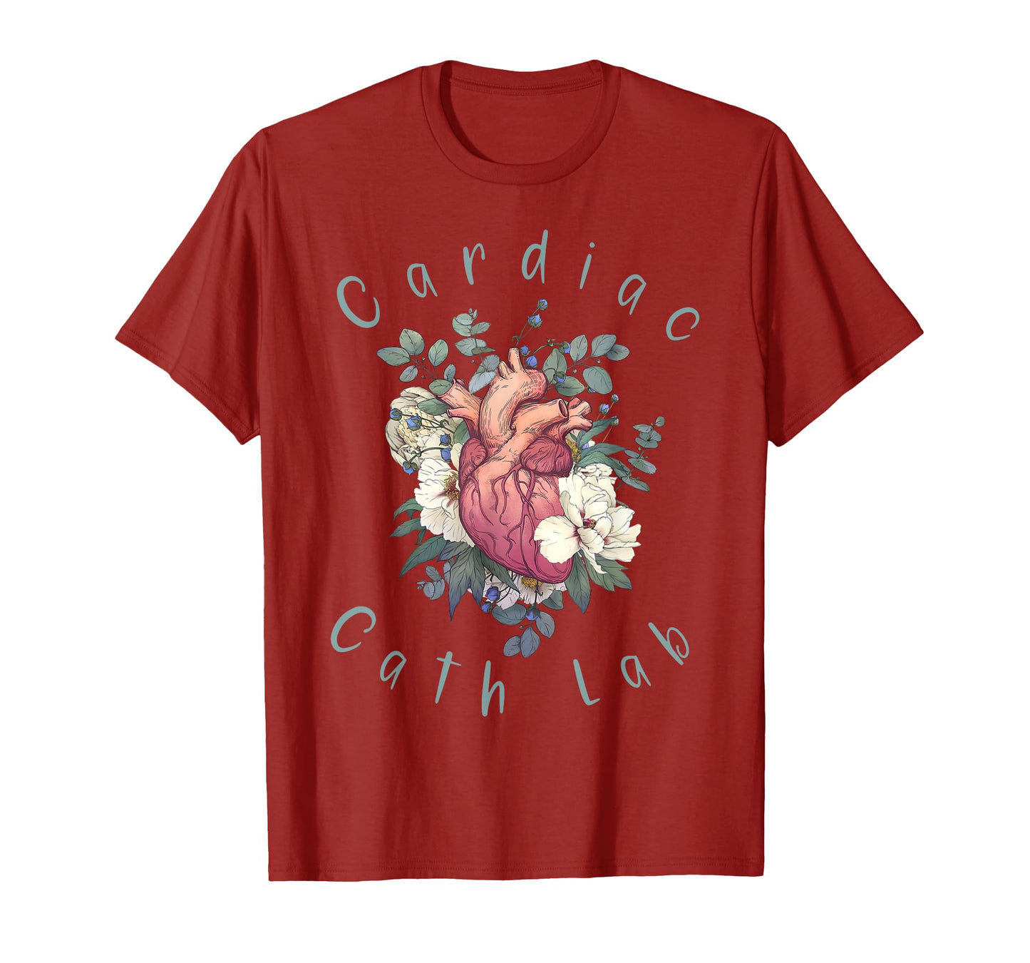 Cardiac Cath Lab Nurse Anatomy Heart Floral Cardiology T-Shirt