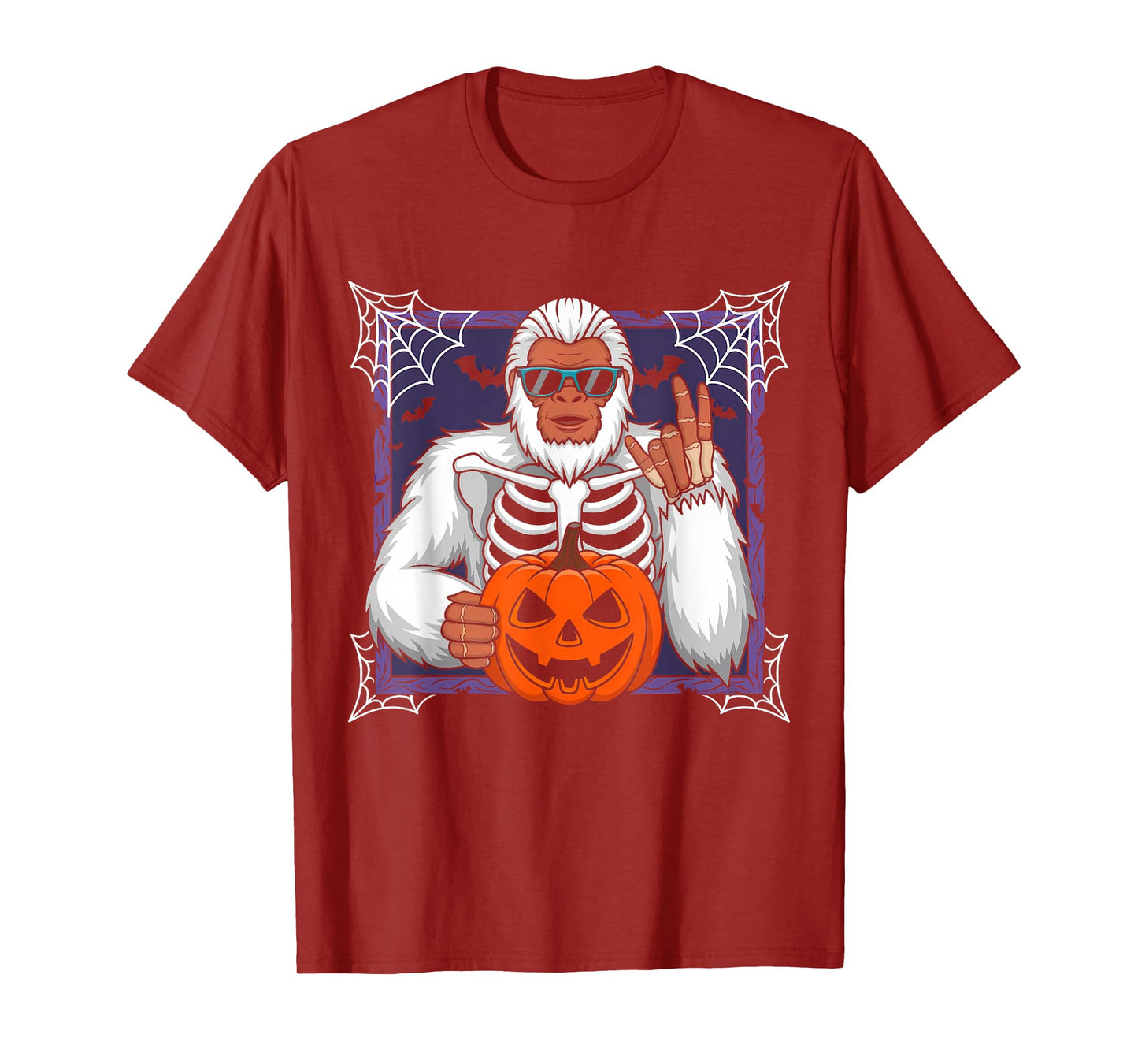 Spooky Bigfoot Jack O Lantern Skeleton Halloween Boys & Men T-Shirt
