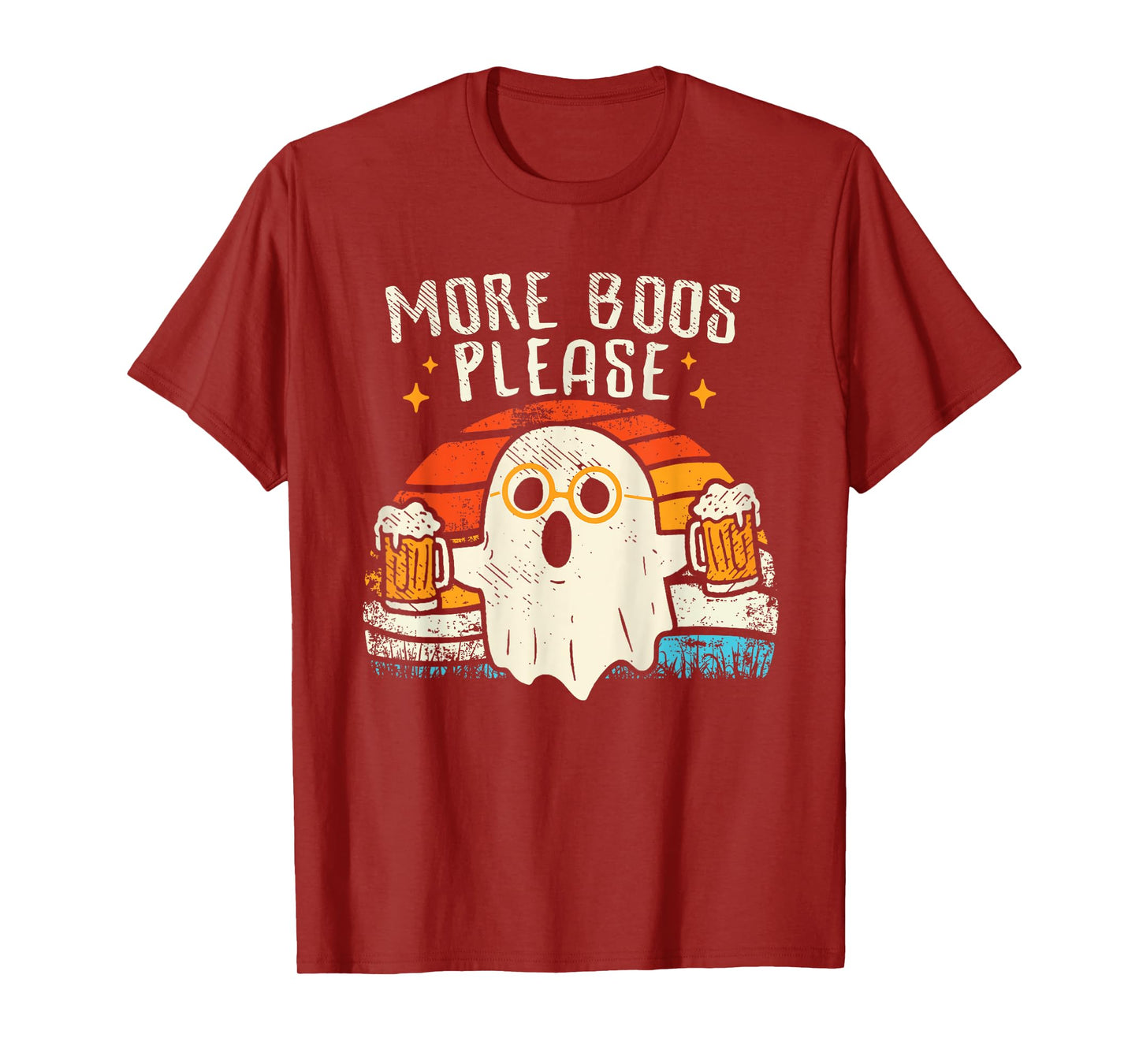 Retro More Boos Please Ghost Beer Halloween Costume Men Boys T-Shirt