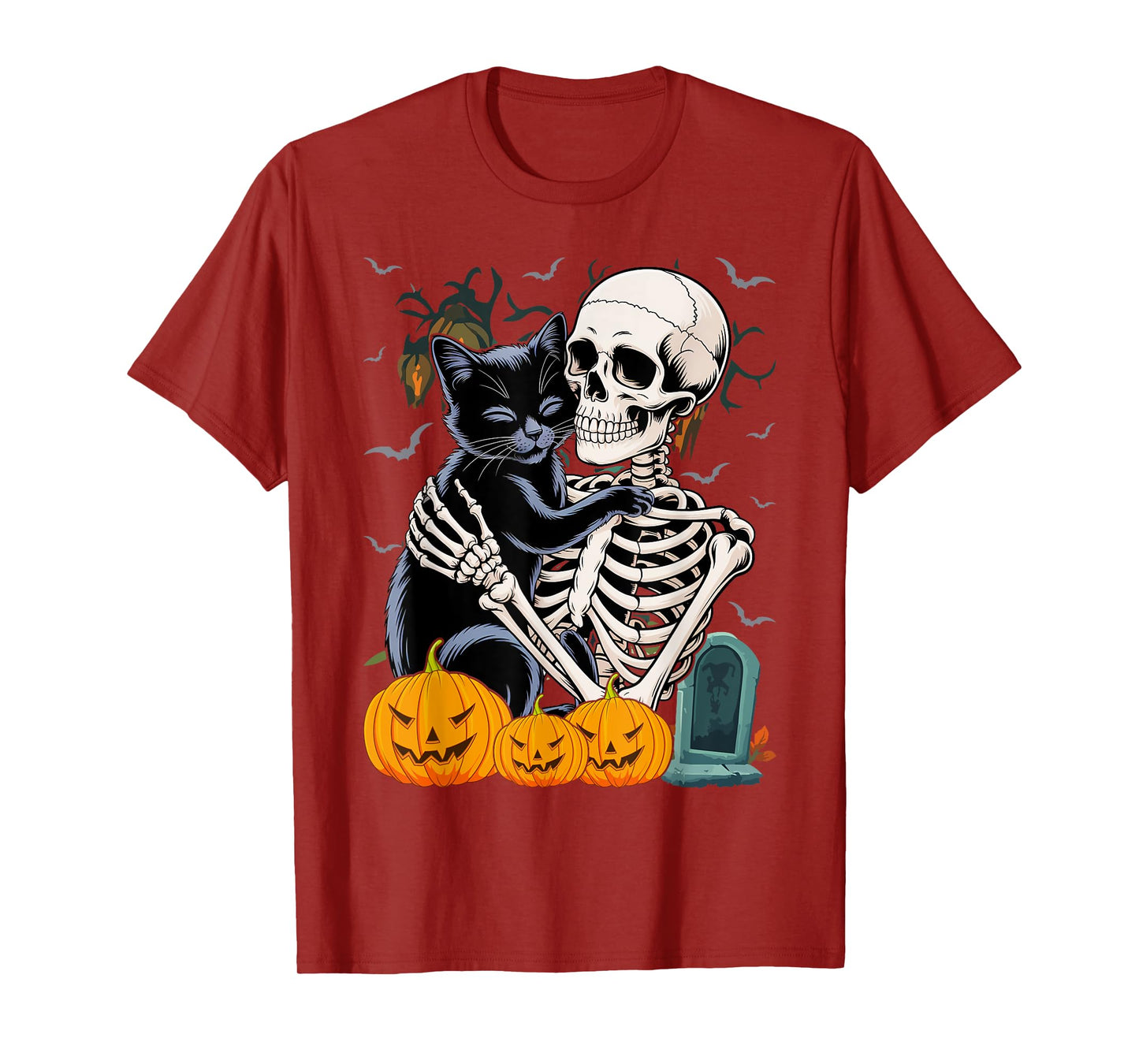 Skeleton and Black Cat Pet Halloween Costume T-Shirt