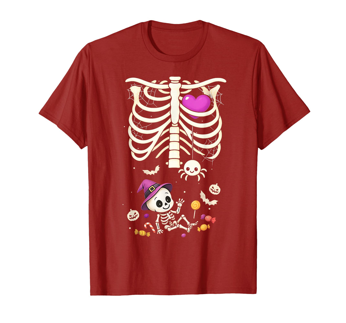Halloween Pregnant Skeleton Mom Pregnancy Baby Announcement T-Shirt