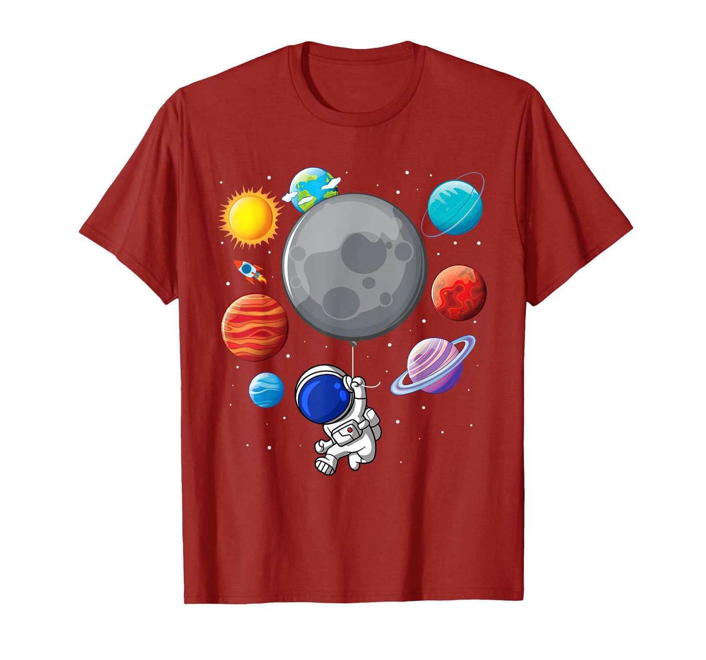 Astronaut Holding Planet Balloons Solar-System Space Kids T-Shirt