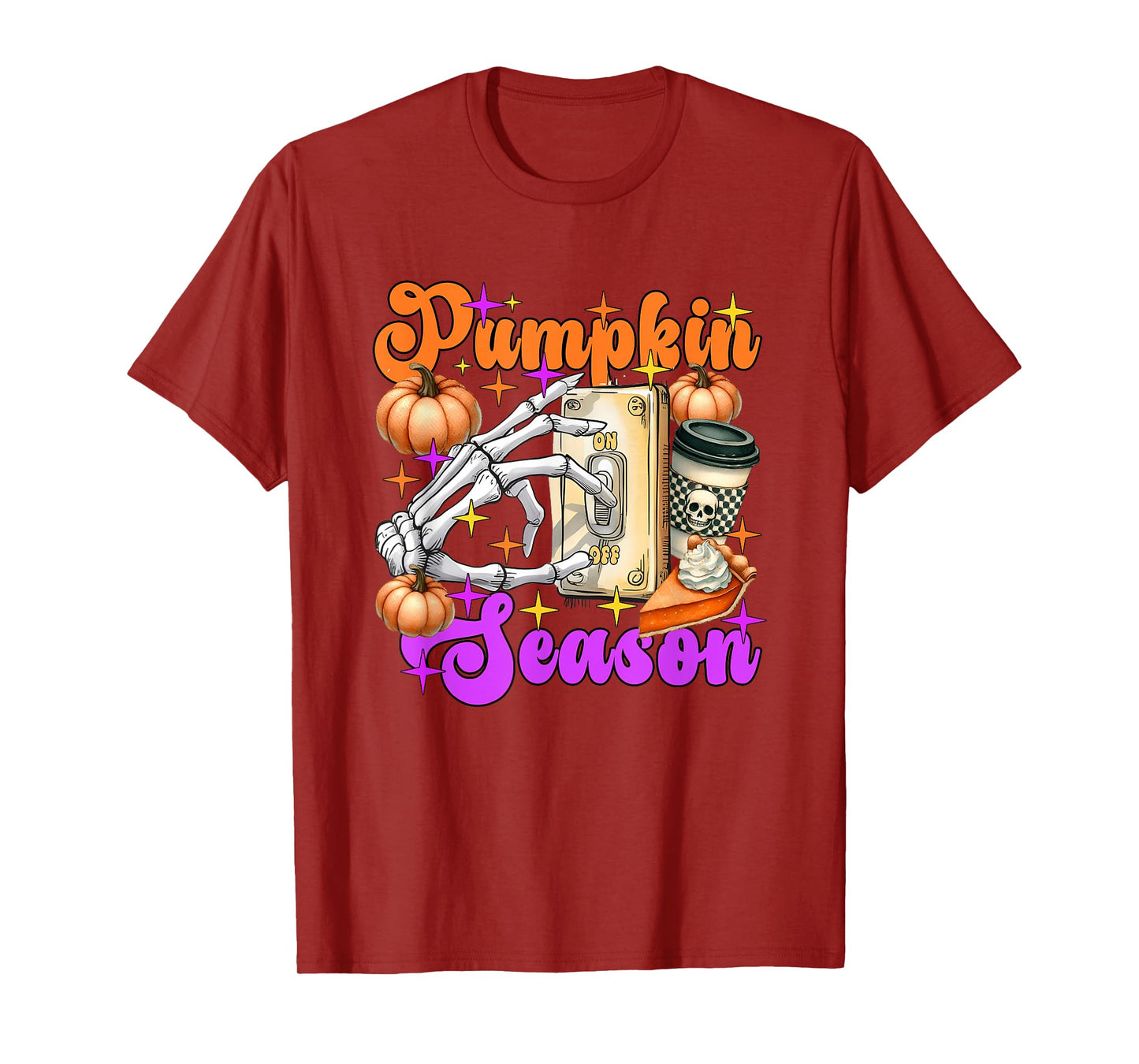Pumpkin Season Skeleton Coffee Pie T-Shirt