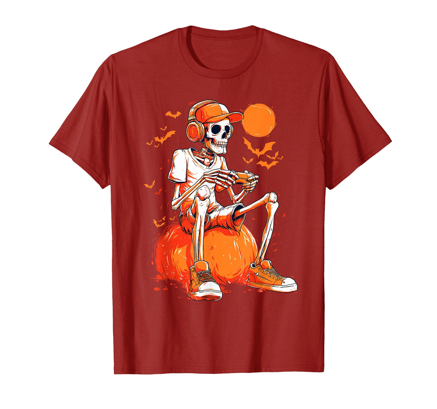 Halloween Skeleton Gamer Video Gaming Boys Men Kids Tees T-Shirt