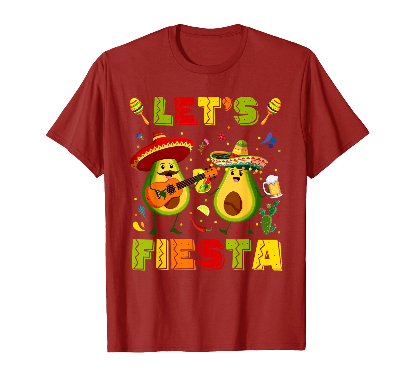 Let's Fiesta Avocado And Tacos Cinco De Mayo Men Women Kids T-Shirt