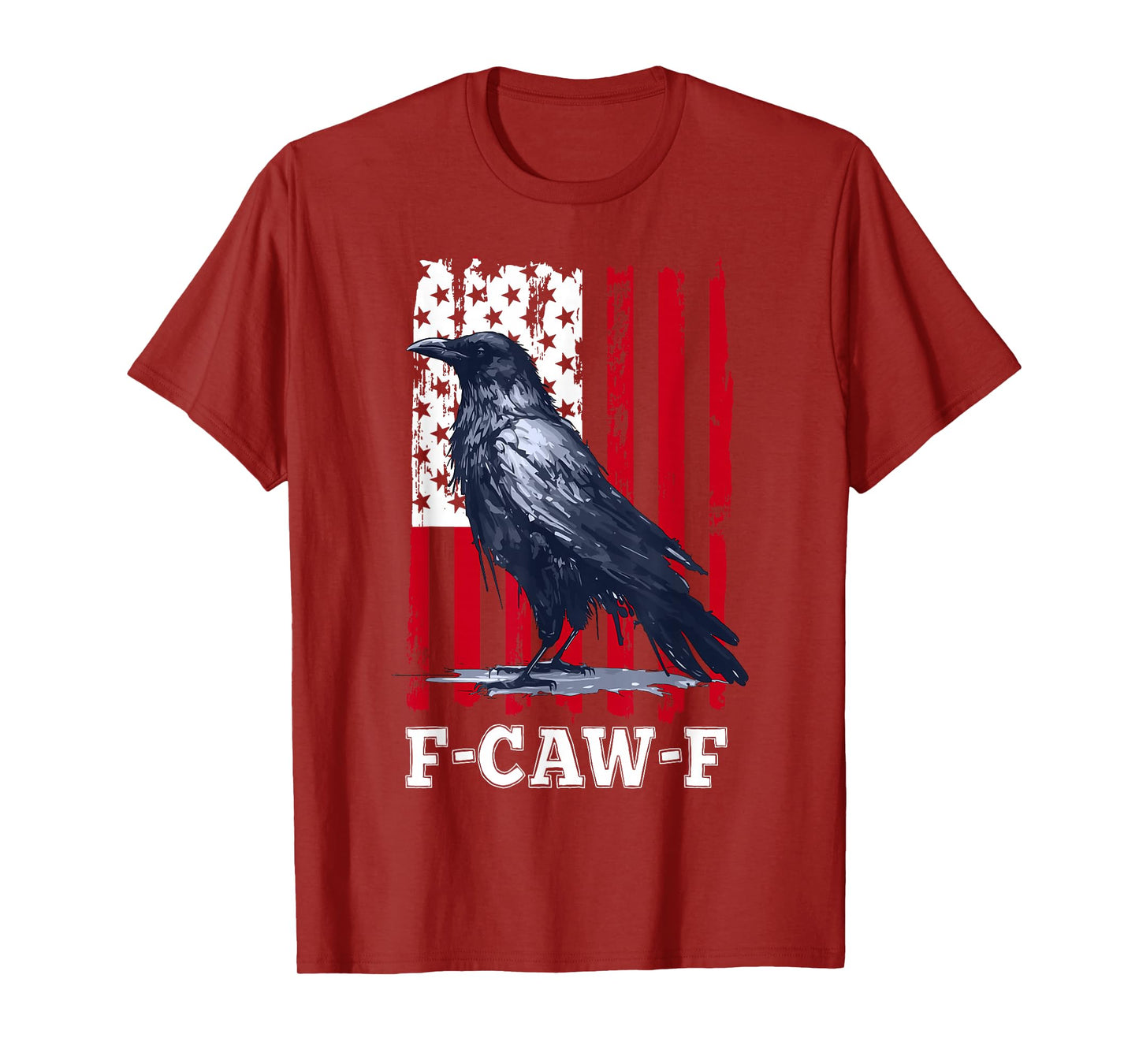 Black Crow F-Caw-F Funny Black Bird US Flag Adult Humor T-Shirt