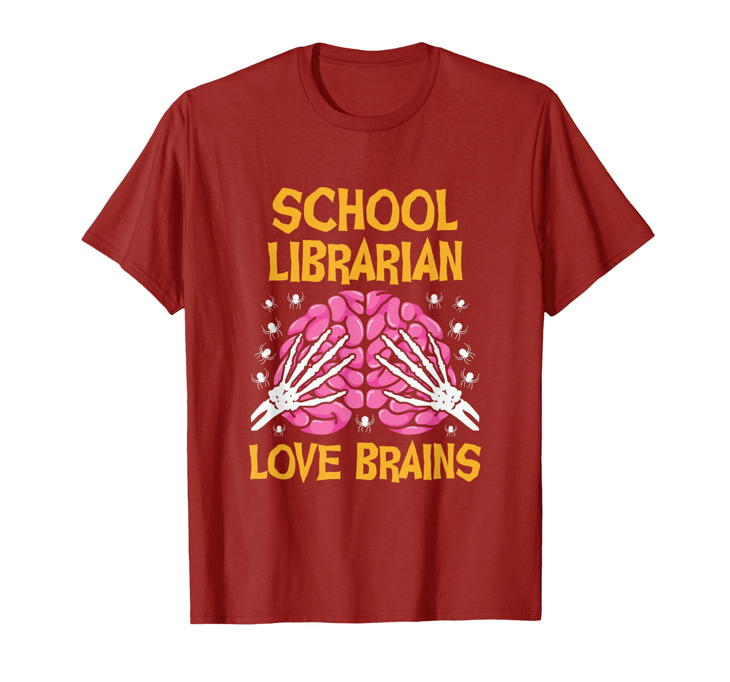 School Librarian Love Brains Funny Halloween School T-Shirt