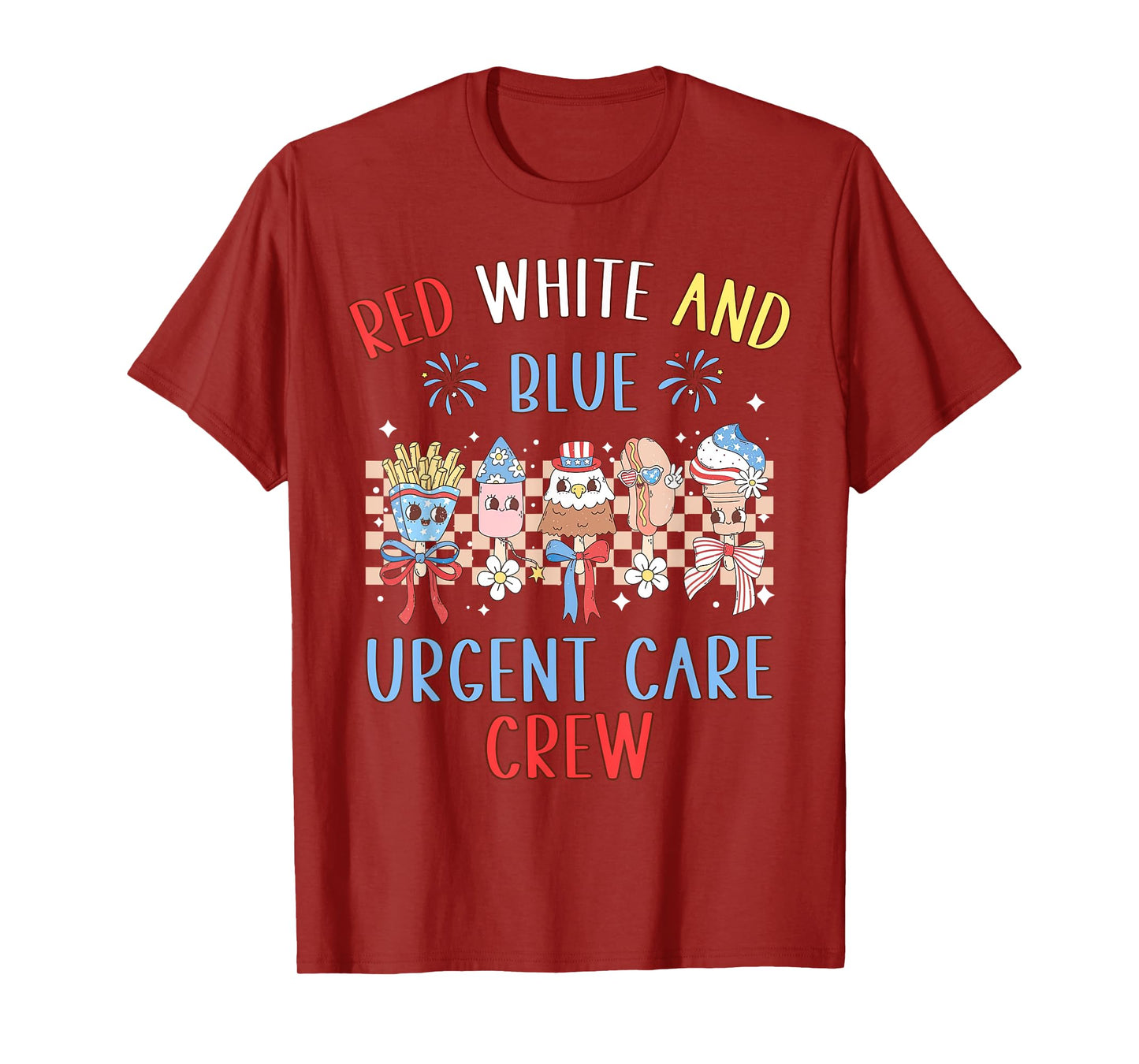 Red White And Blue Urgent Care Crew 4th Of July Icu Nursing T-Shirt