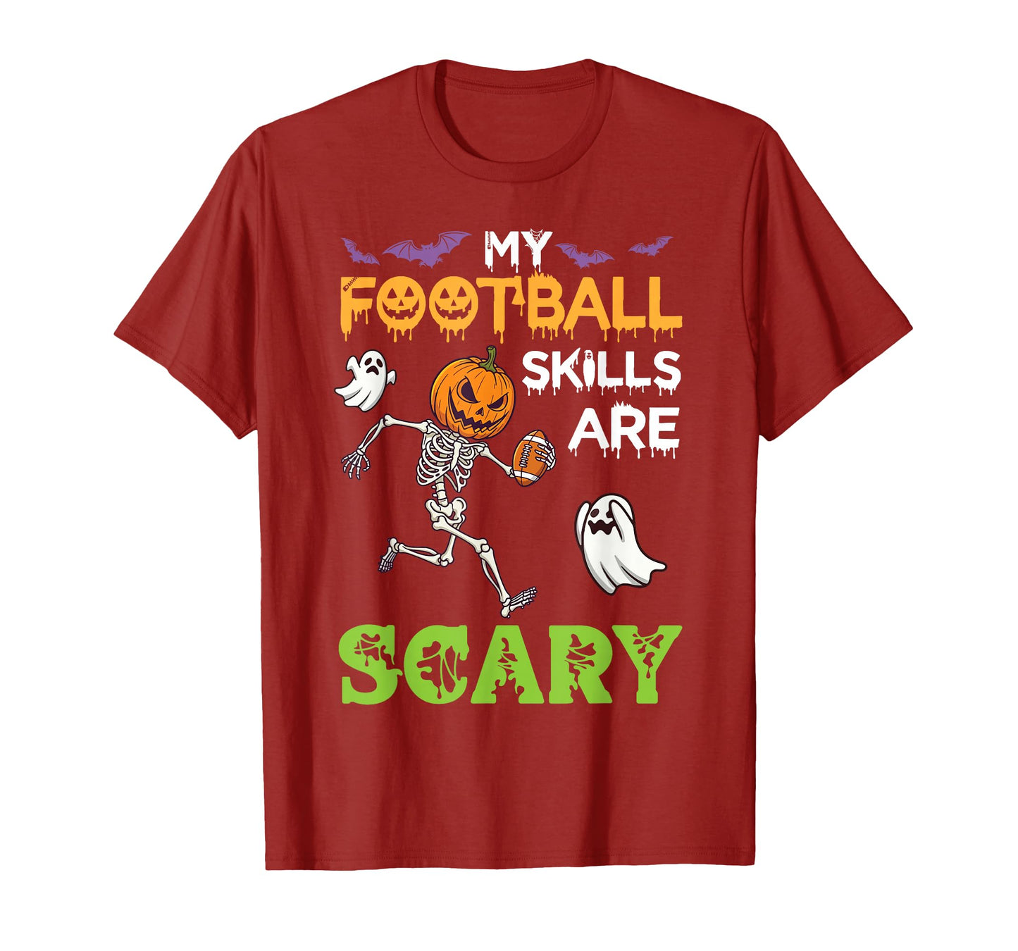 My Football Skills are Scary Halloween Pumpkin Skeleton Play T-Shirt