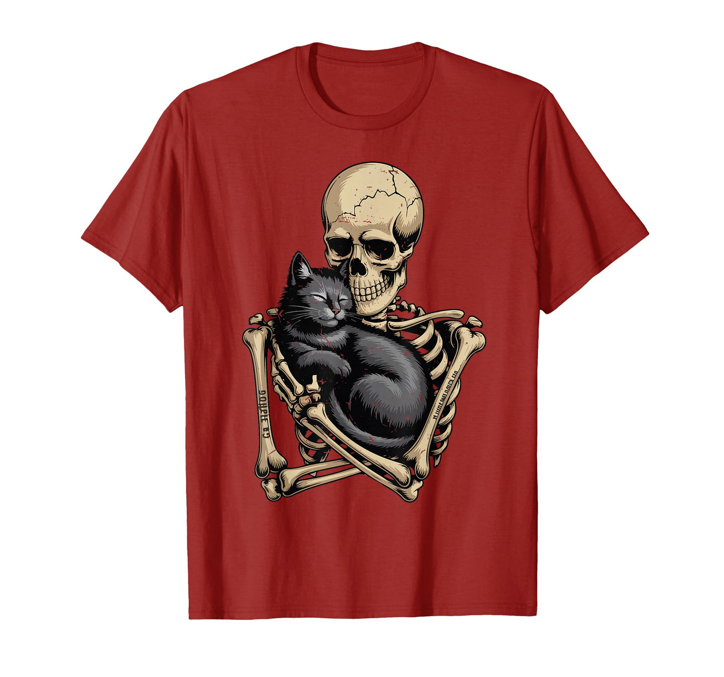 Women Black Cat Halloween Skeleton Hugging Cat Funny Dad Mom T-Shirt