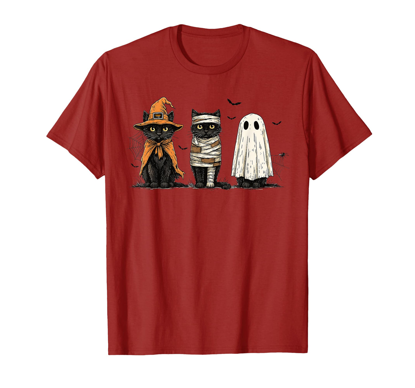 Black Cat Ghost Witch Halloween Costume Men Women Kids T-Shirt