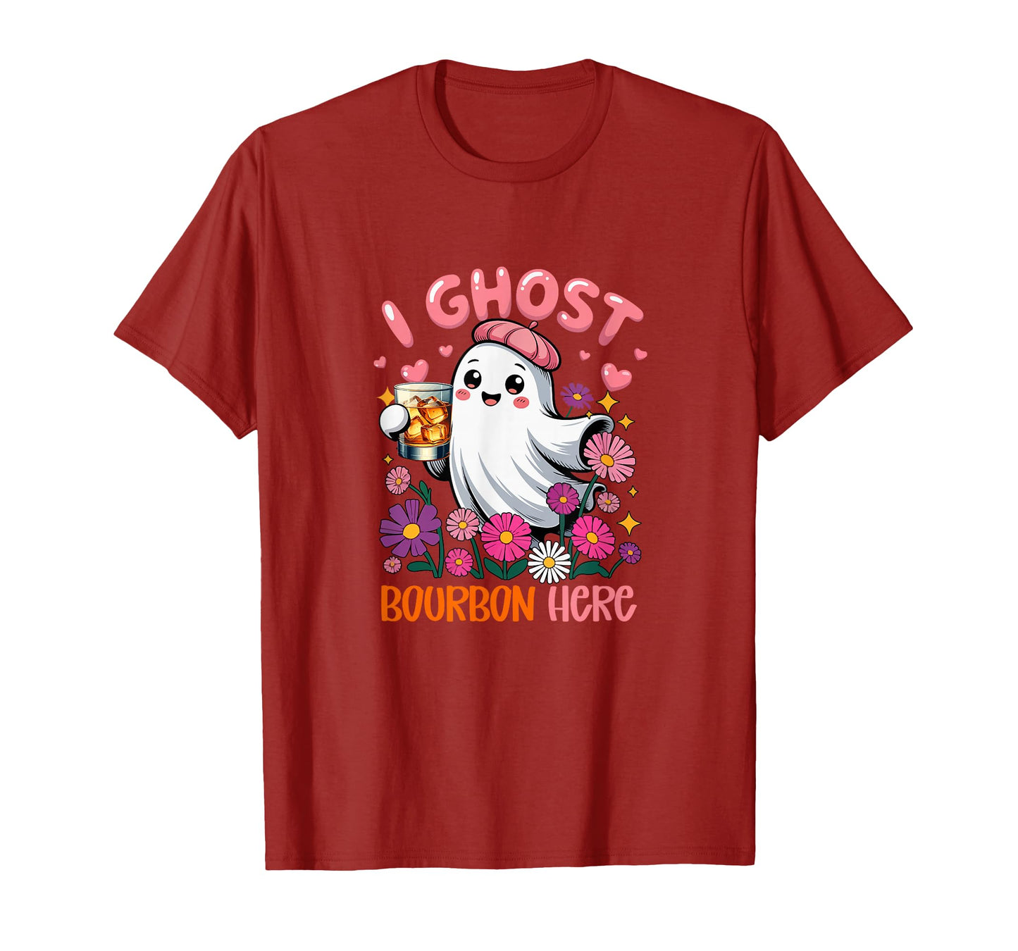 I Ghost Bourbon Here Halloween Floral Boo Drinking Bourbon T-Shirt