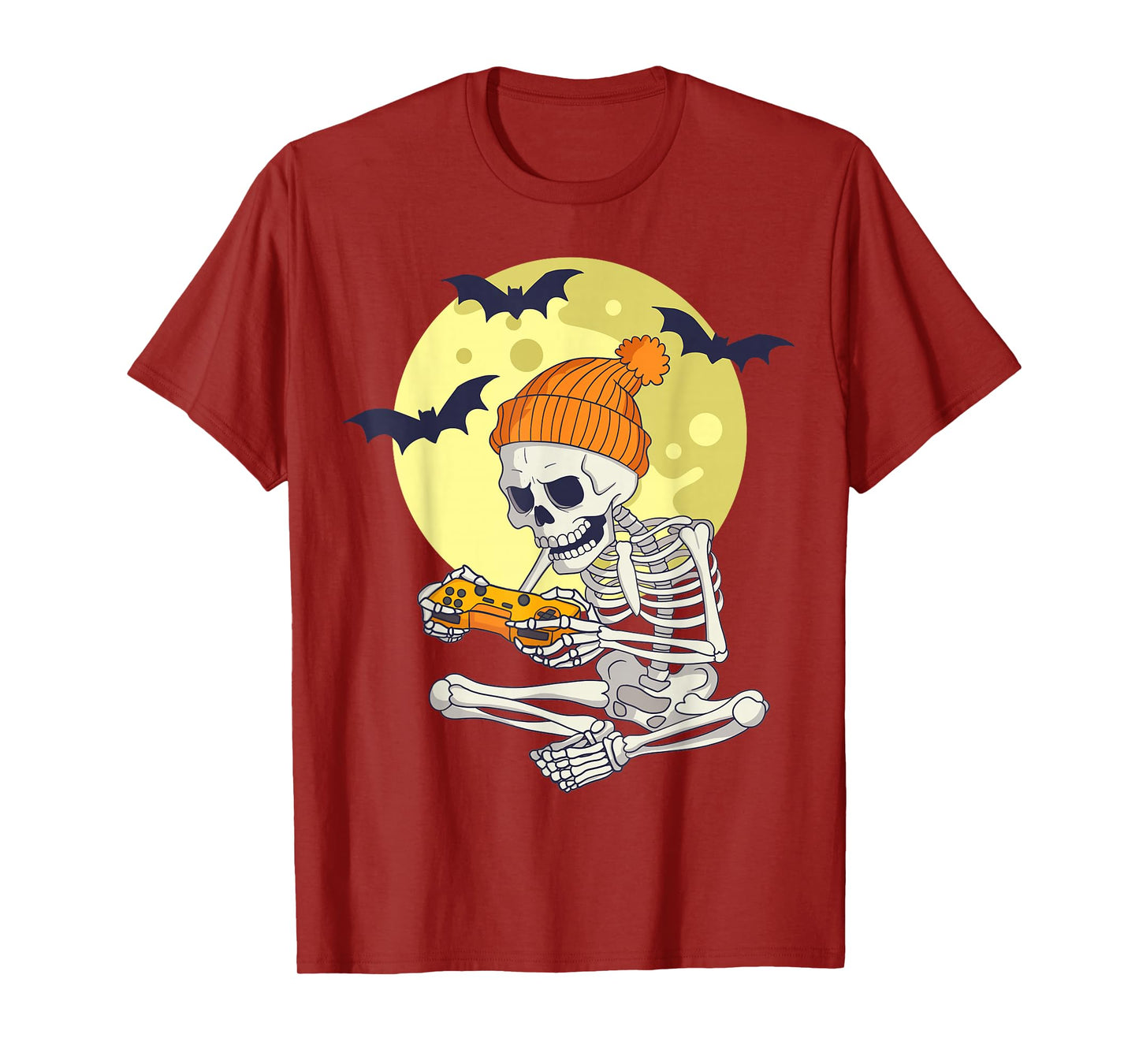 Funny Halloween Skeleton Gamer Video Games Boys Mens Gaming T-Shirt