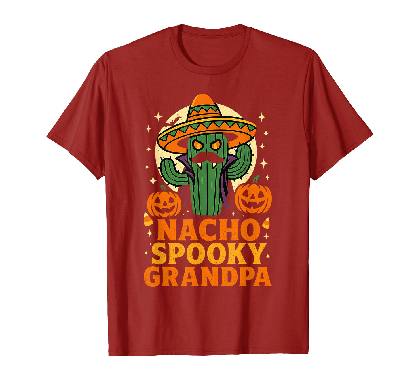 Funny Grandpa Halloween Cactus Sombrero Nacho Spooky Fiesta T-Shirt