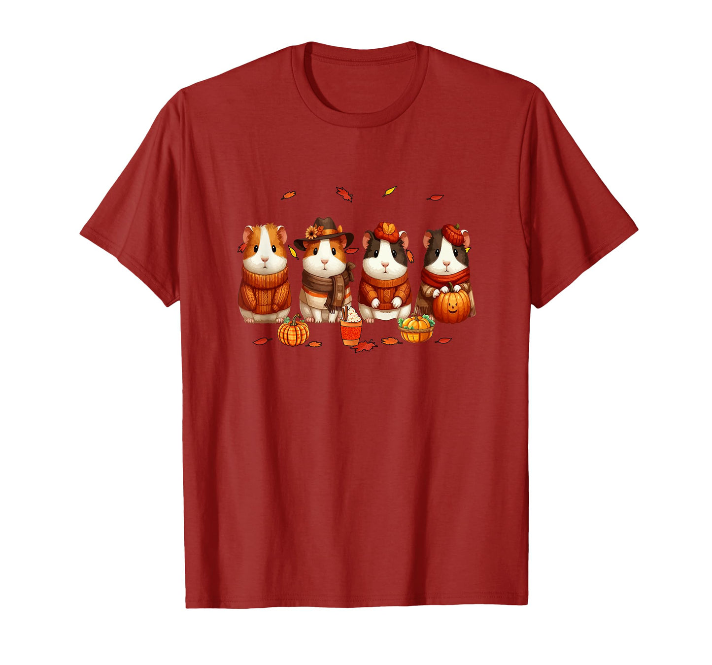 Group Guinea Pigs Thanksgiving Pilgrim Fall Leaves Pumpkins T-Shirt