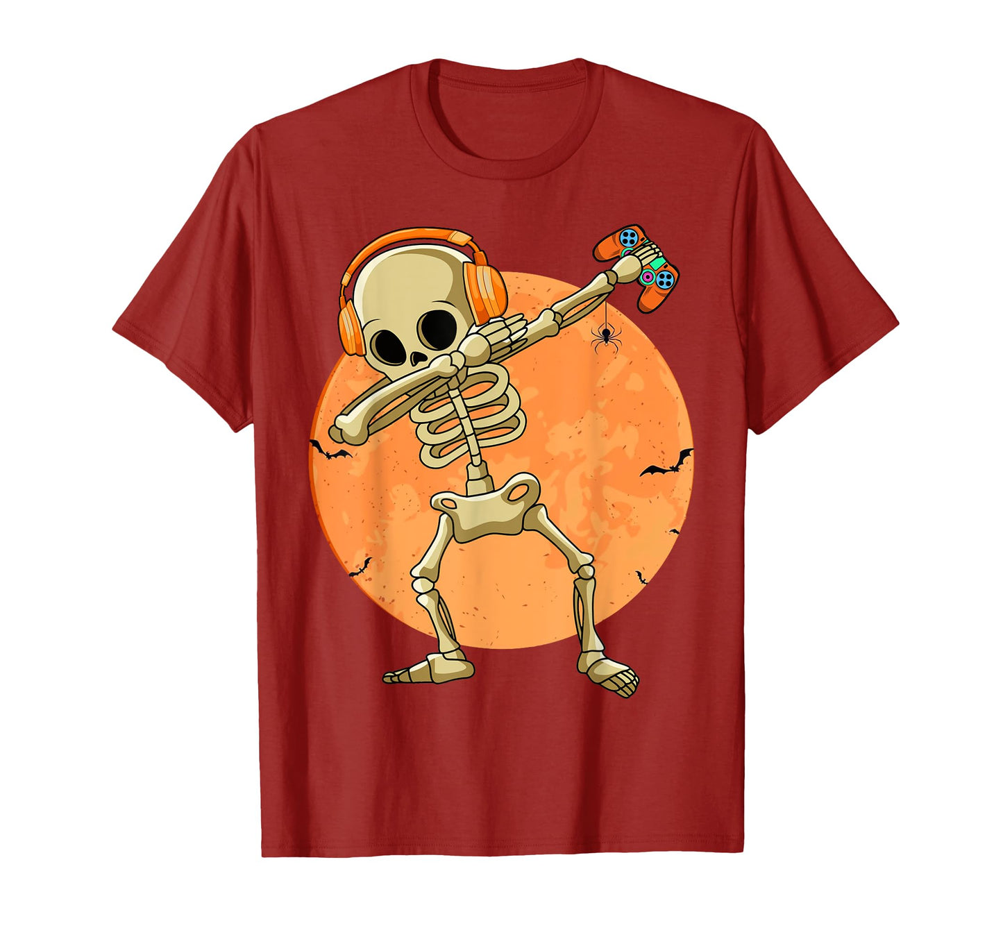 Halloween Moon Skeleton Gamer Video Games Boys Teen Gaming T-Shirt