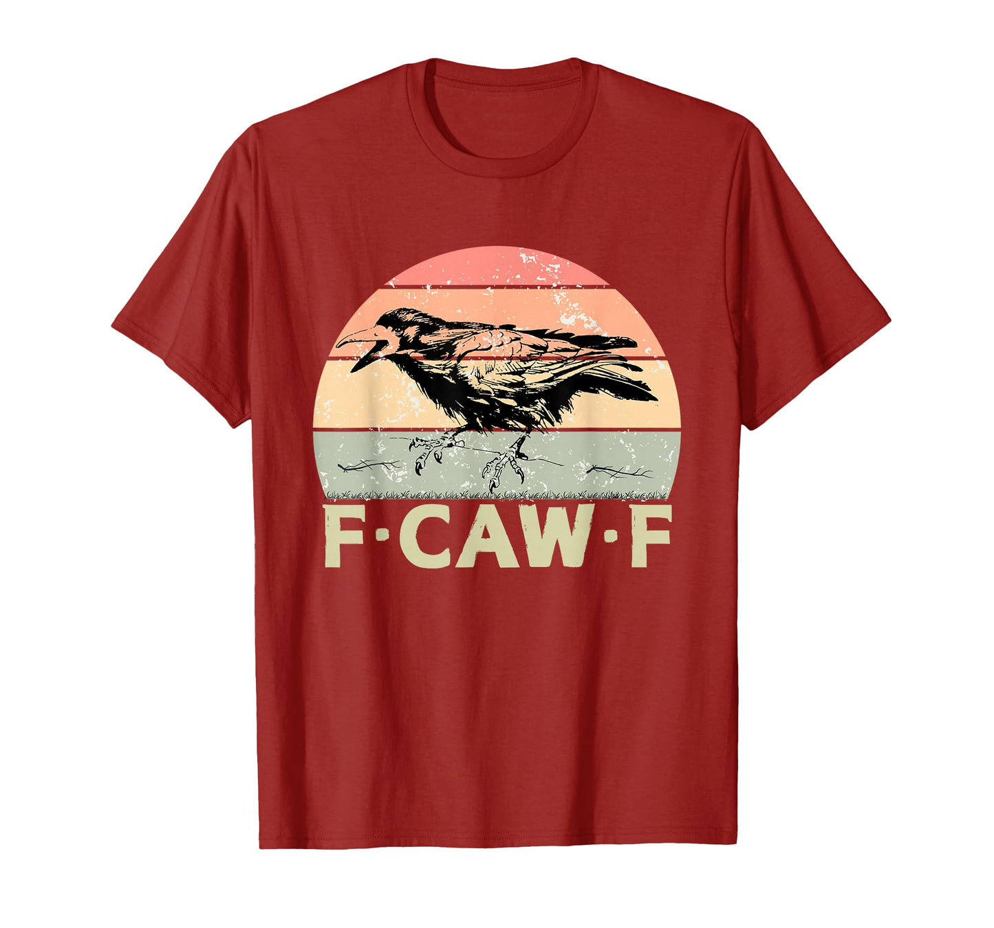 F-Caw-F Black Crow Black Bird Retro Sunset Vintage F-Caw-F T-Shirt
